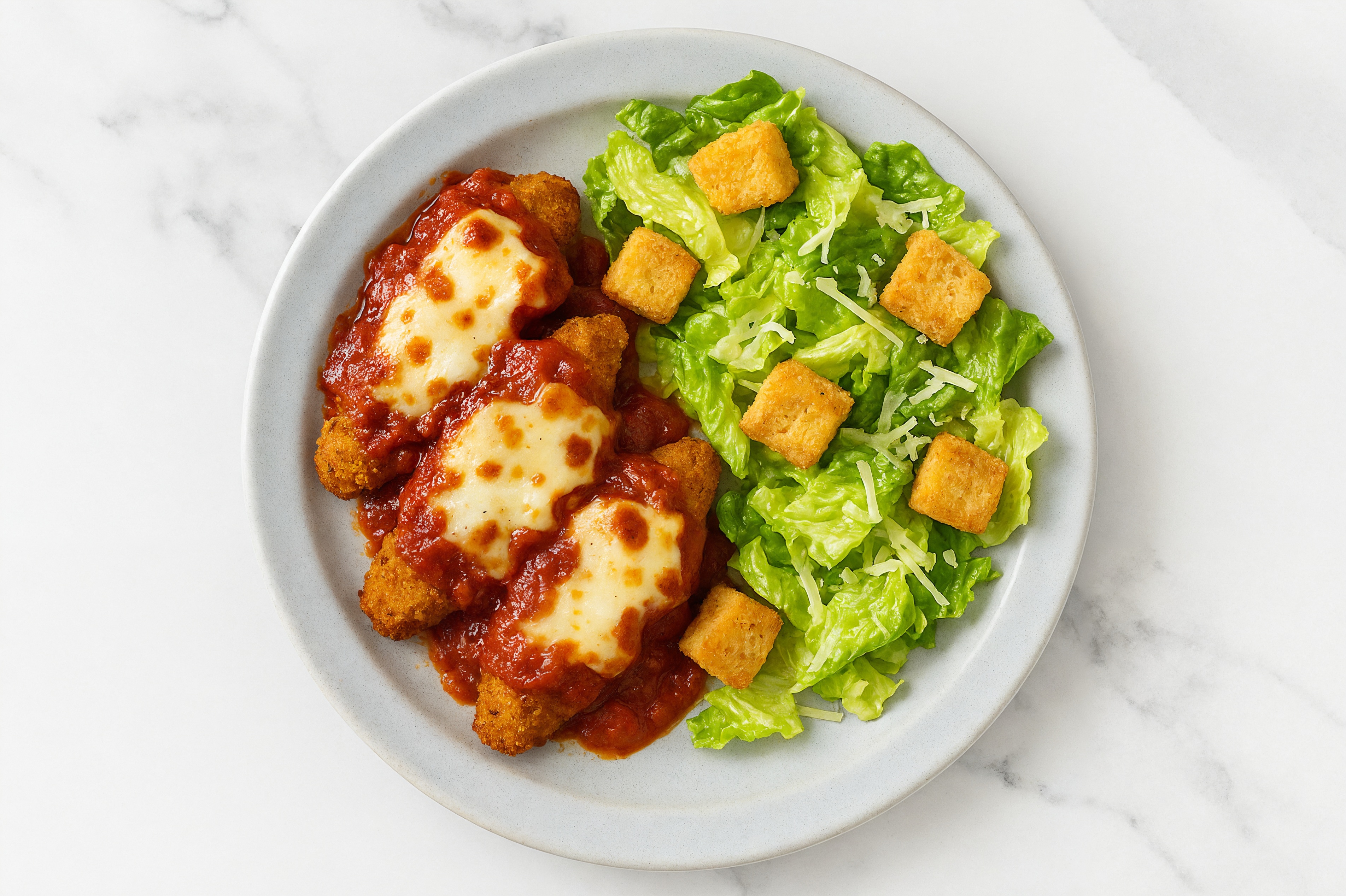 Baked "Chicken" Parmesan + Caesar Salad