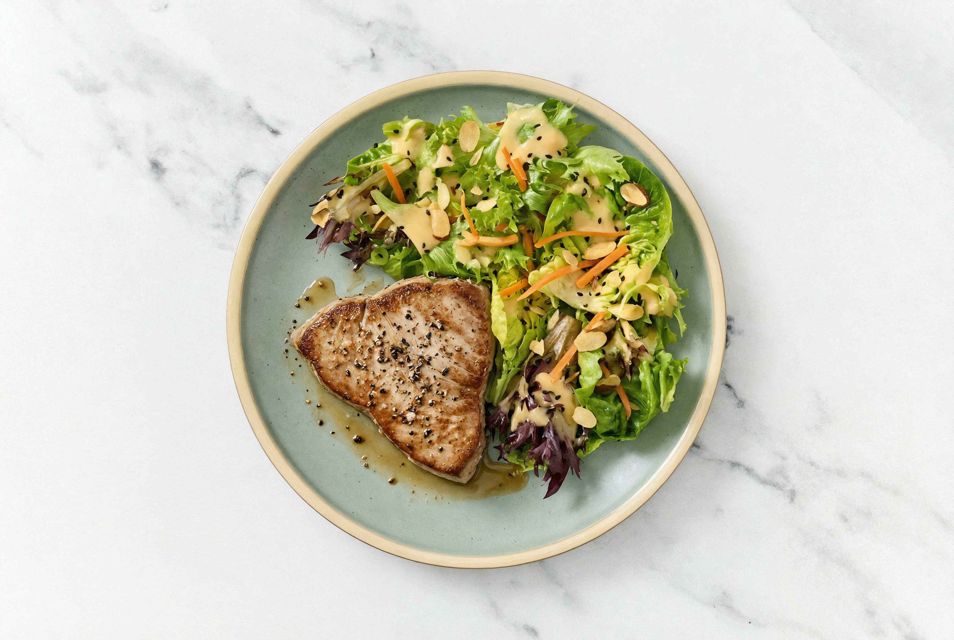 Little Gem Salad with Tuna Steaks