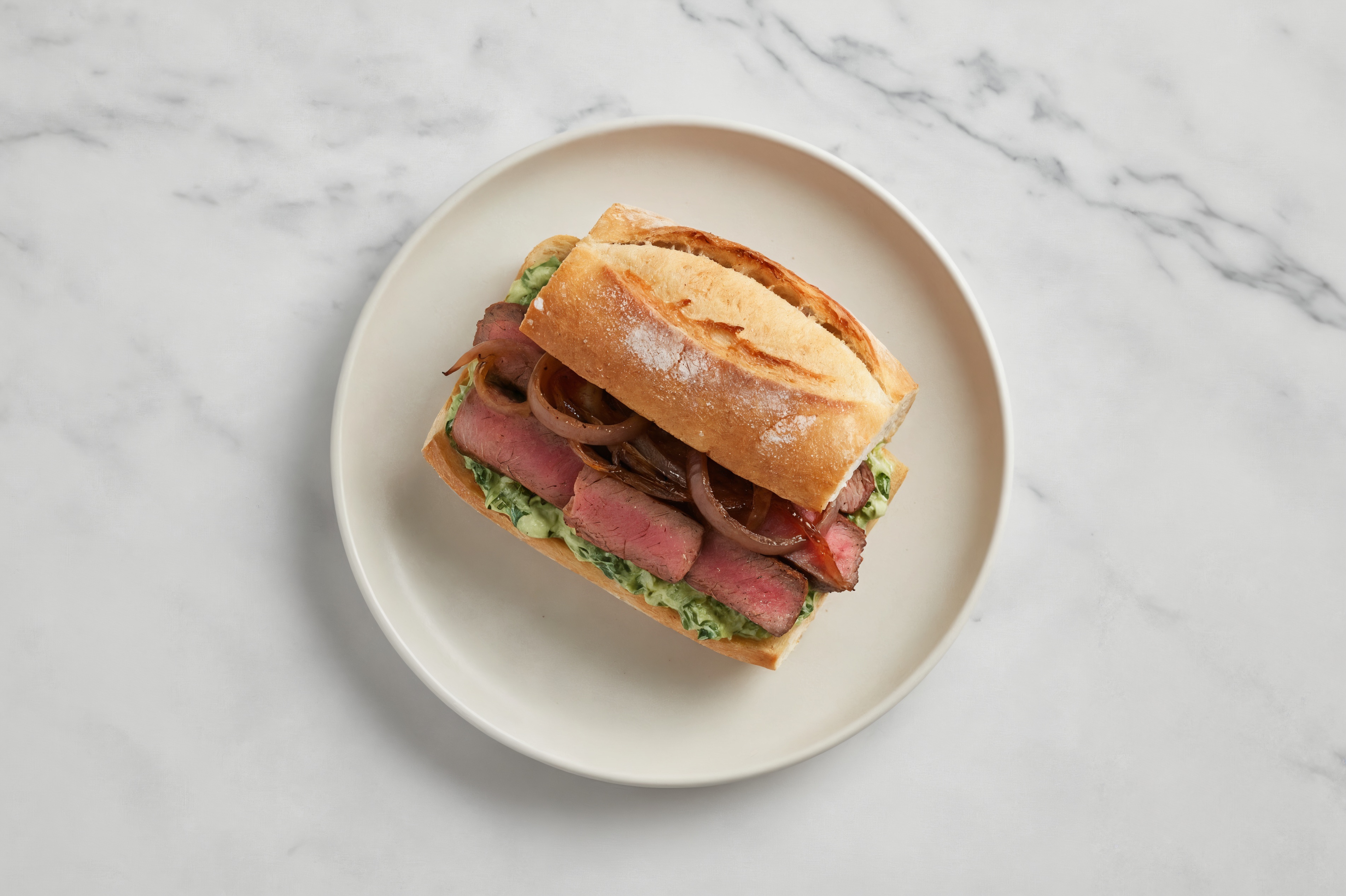 Spinach Artichoke Beef NY Strip Steak Sandwich
