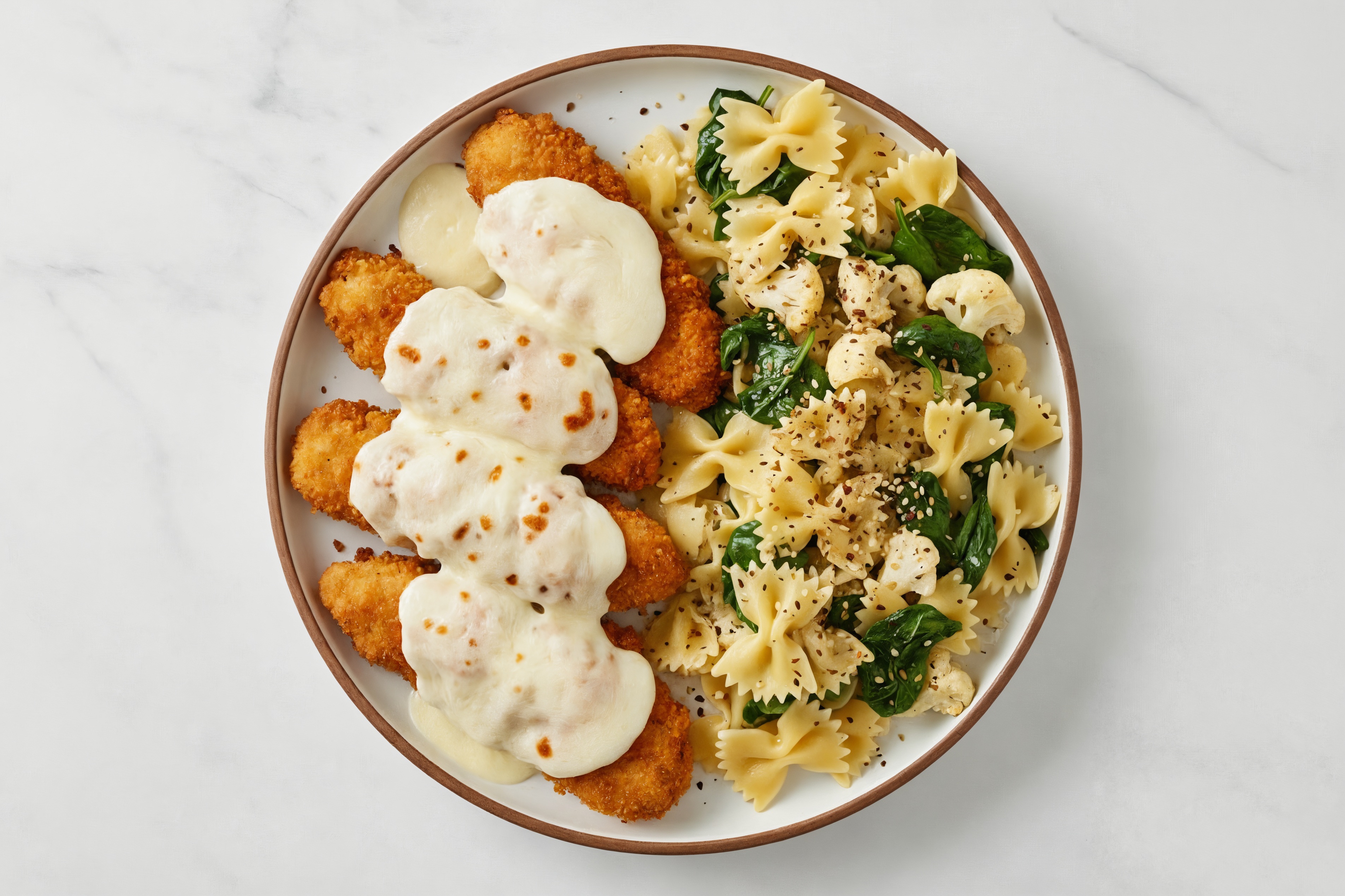 Farfalle with Za'atar Cauliflower Florets Baby Spinach