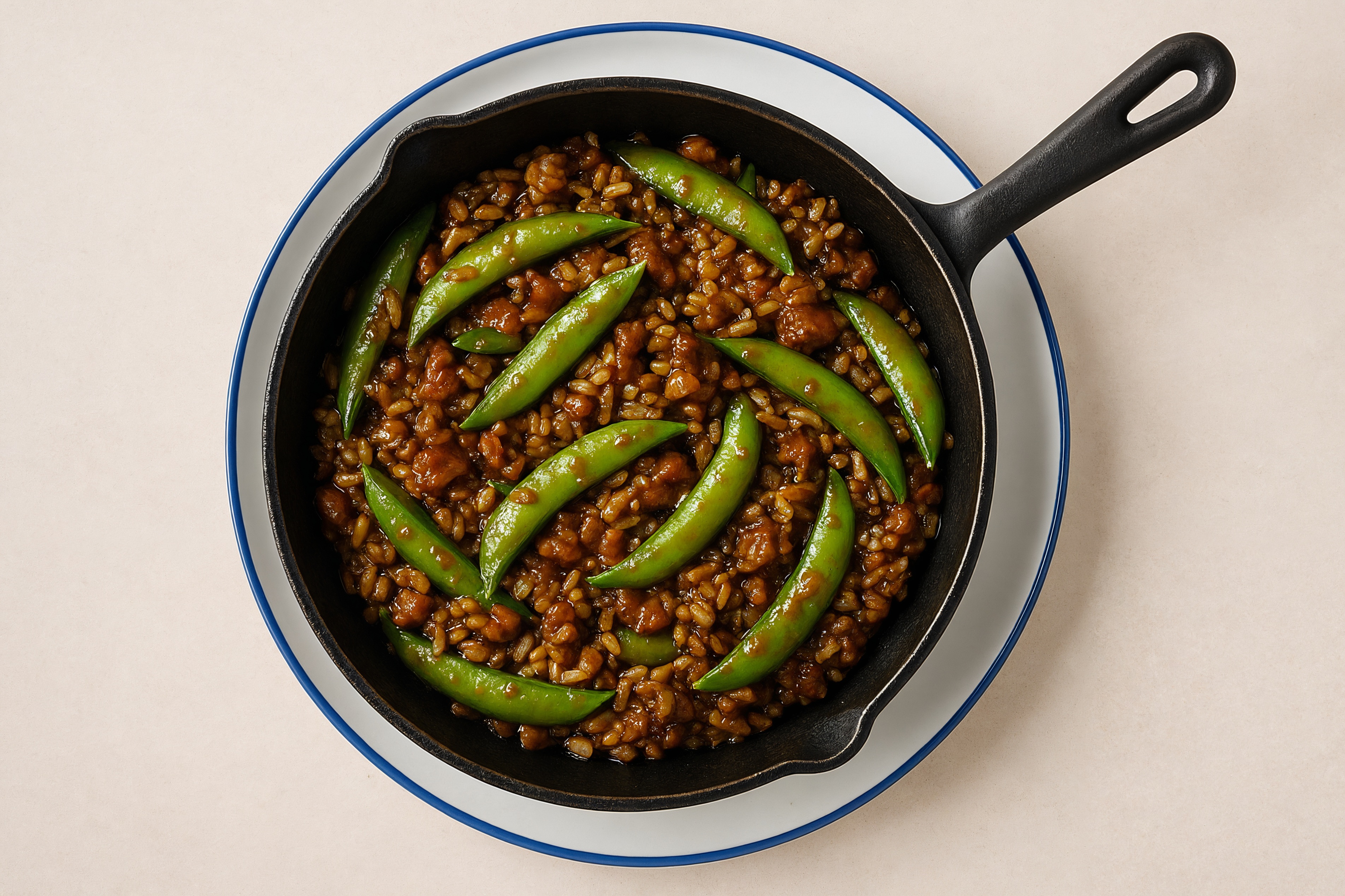 Japanese Bbq Pea Snap + Ground Turkey Stir-Fry with Brown Rice