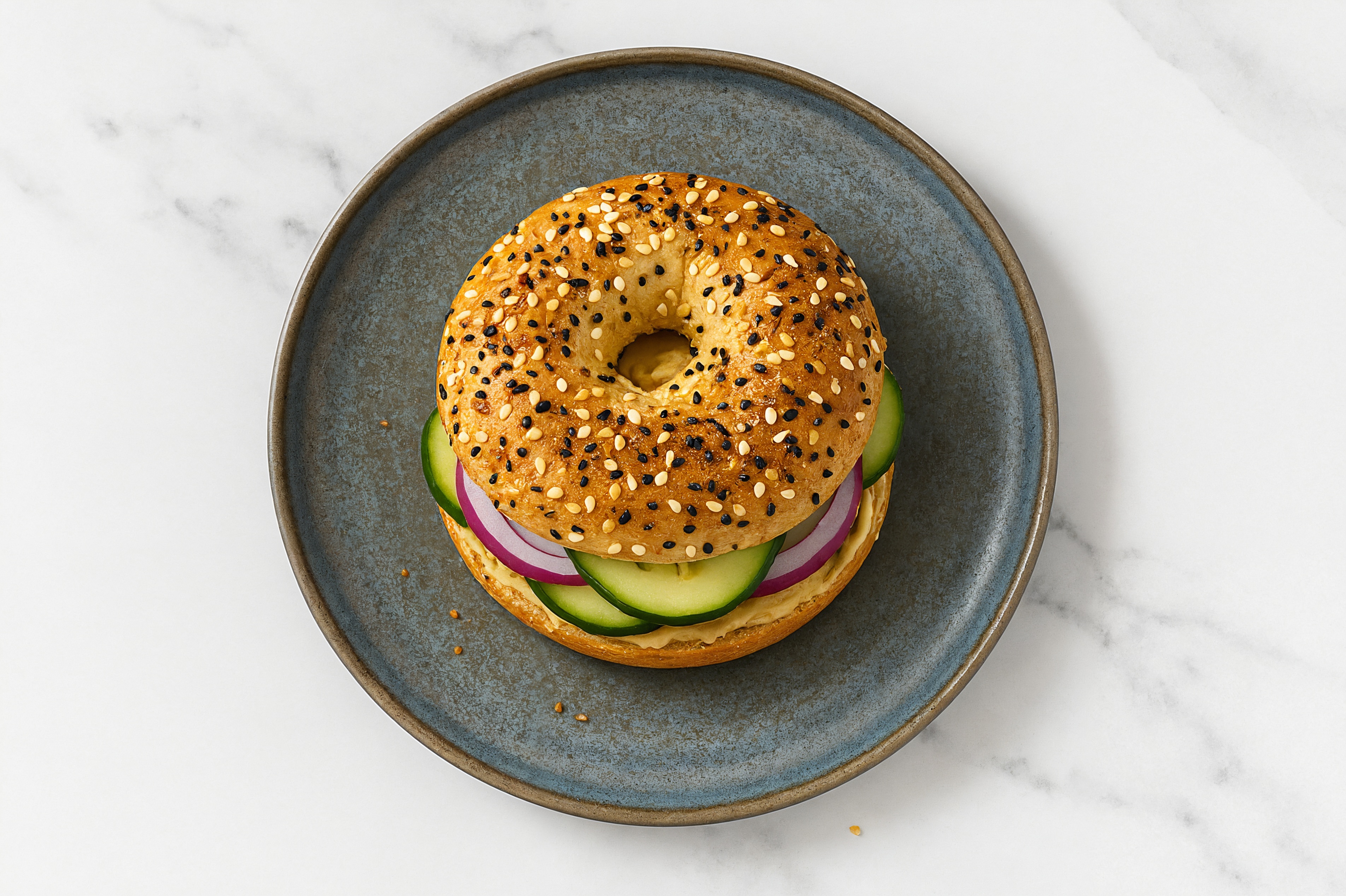  Mediterranean French Onion Hummus Bagel