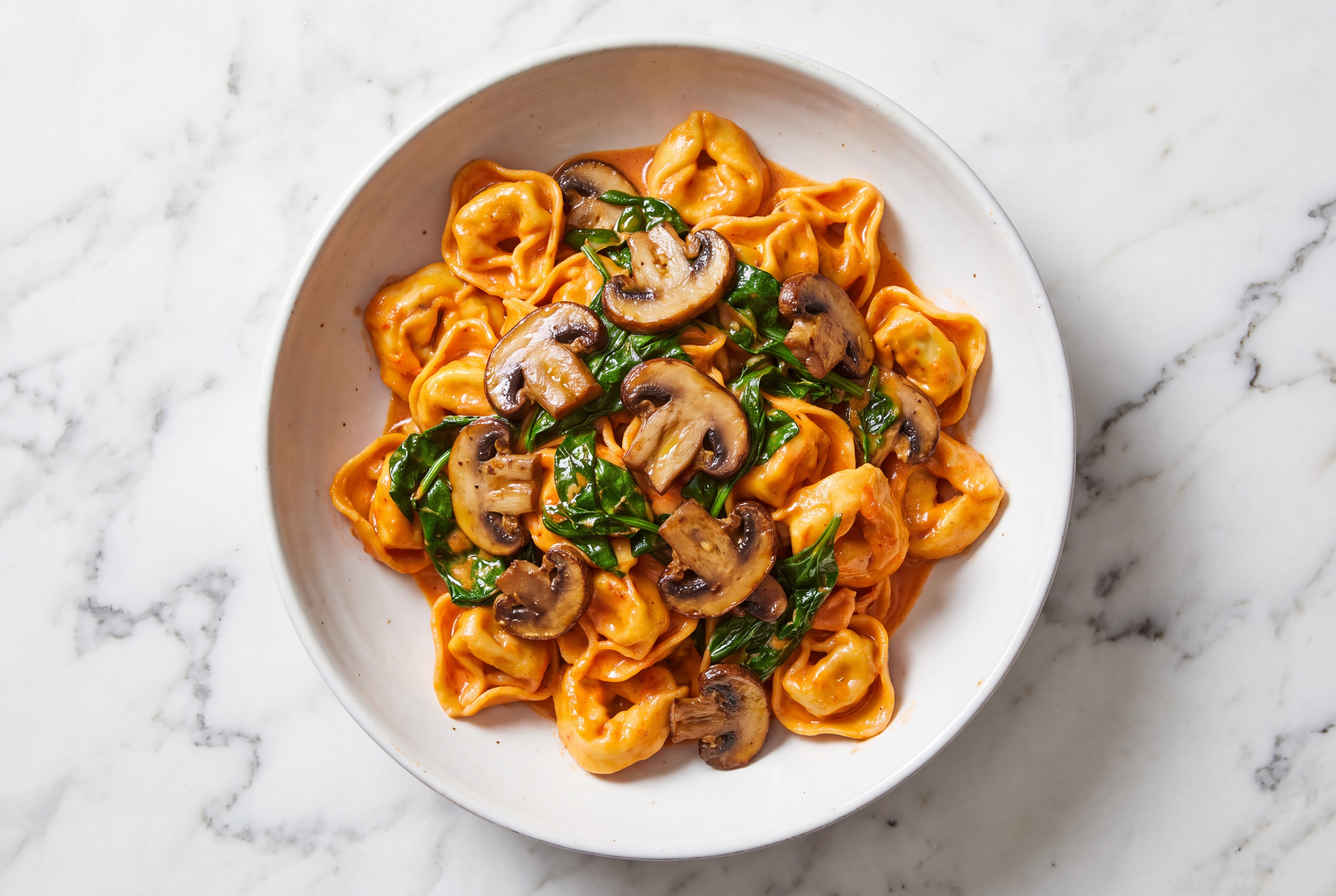 Creamy Vodka Cheese Tortellini with Mushrooms