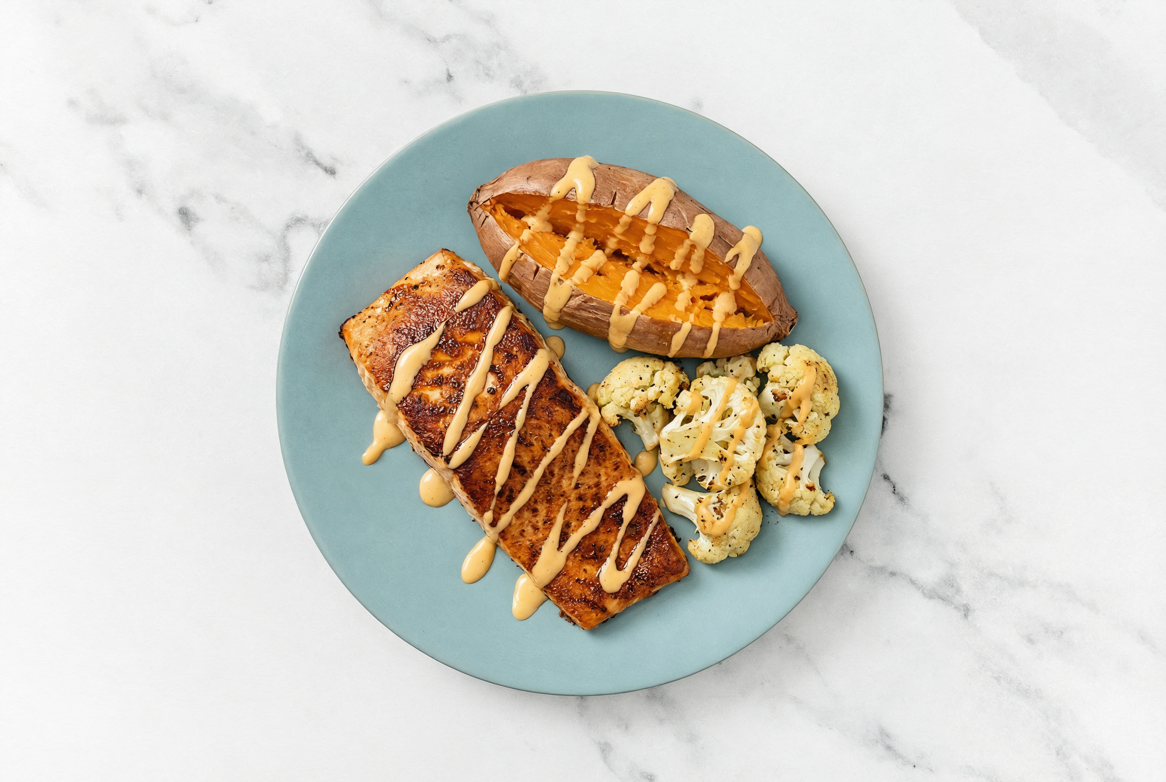 Blackened Salmon + Veggies with Cauliflower Florets