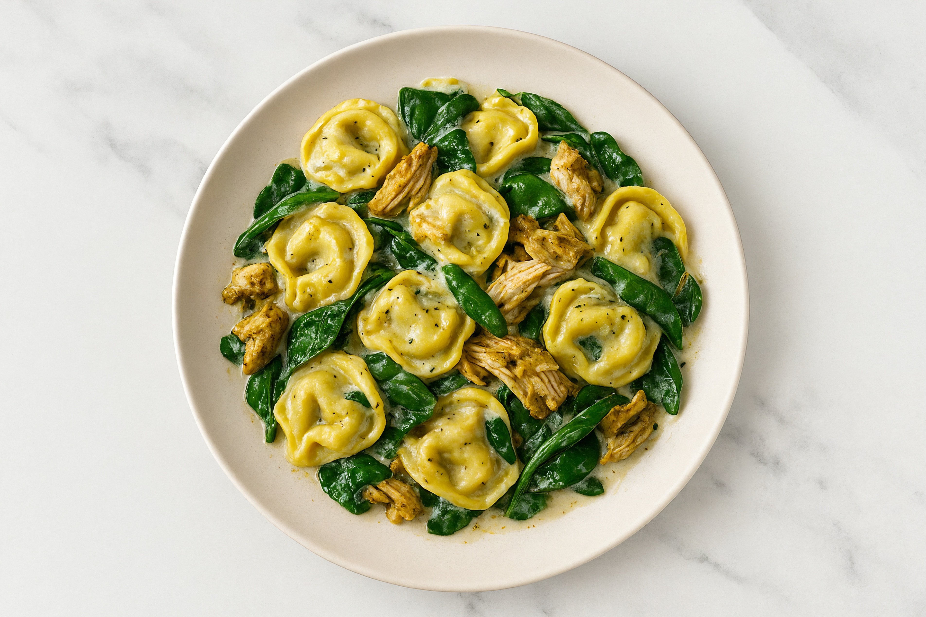 Tortellini Alfredo with Shawarma Chicken & Spinach