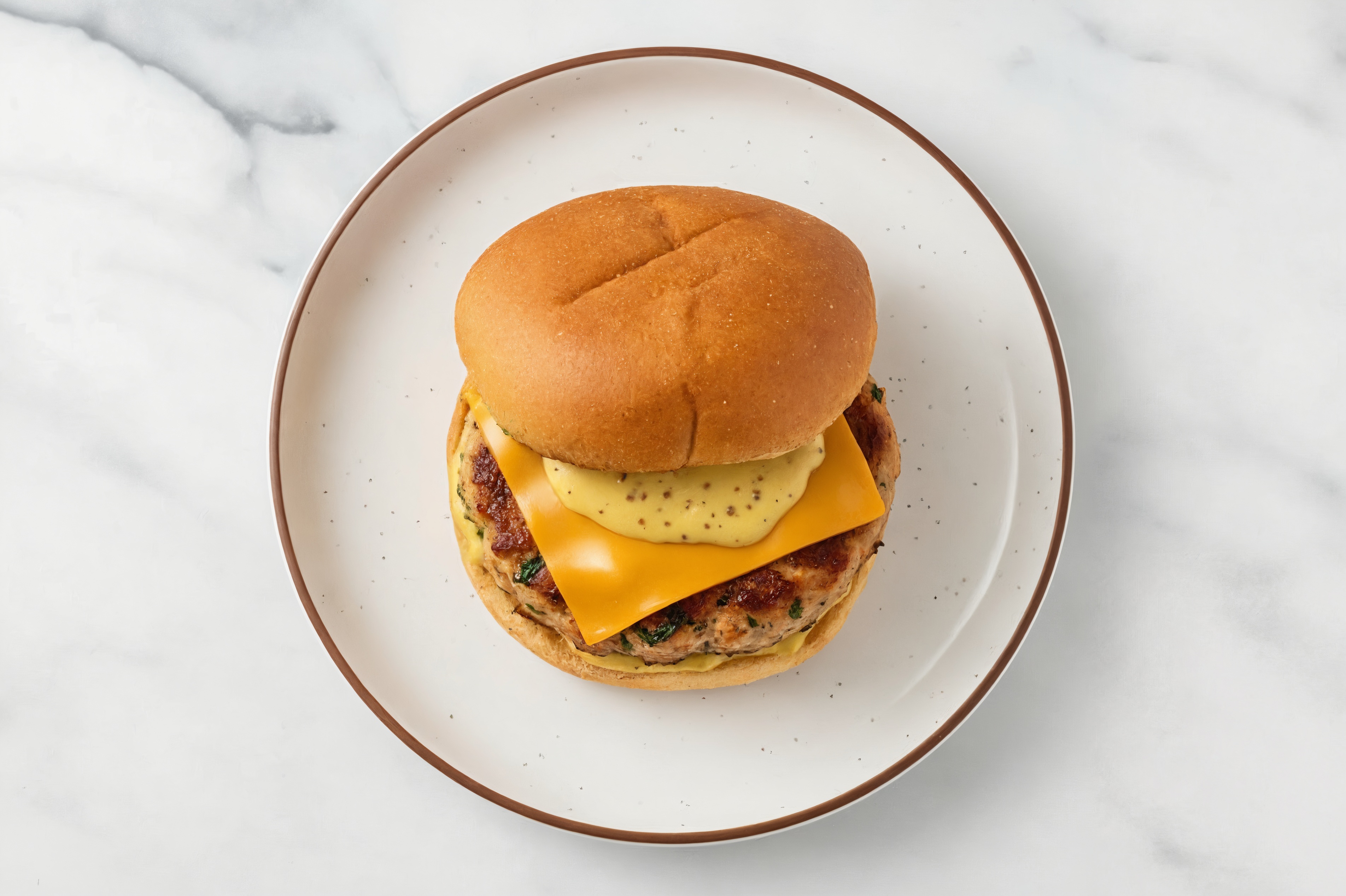 Garlic Chicken Burger on Gluten-Free Bun with Honey Mustard & Cheddar