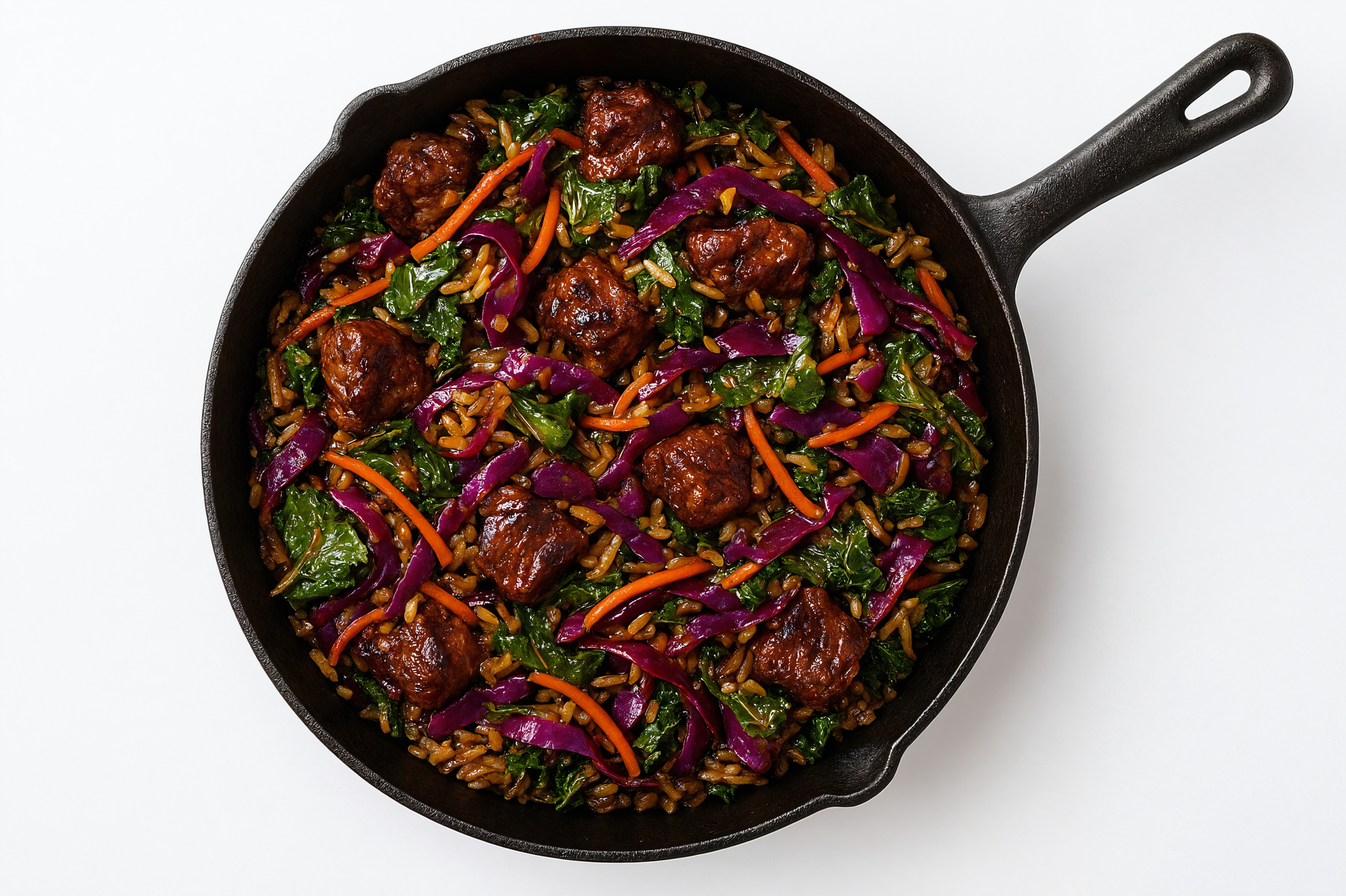 Japanese Bbq Rainbow Veggie + Lamb Stir-Fry with Seasoned Jasmine Rice