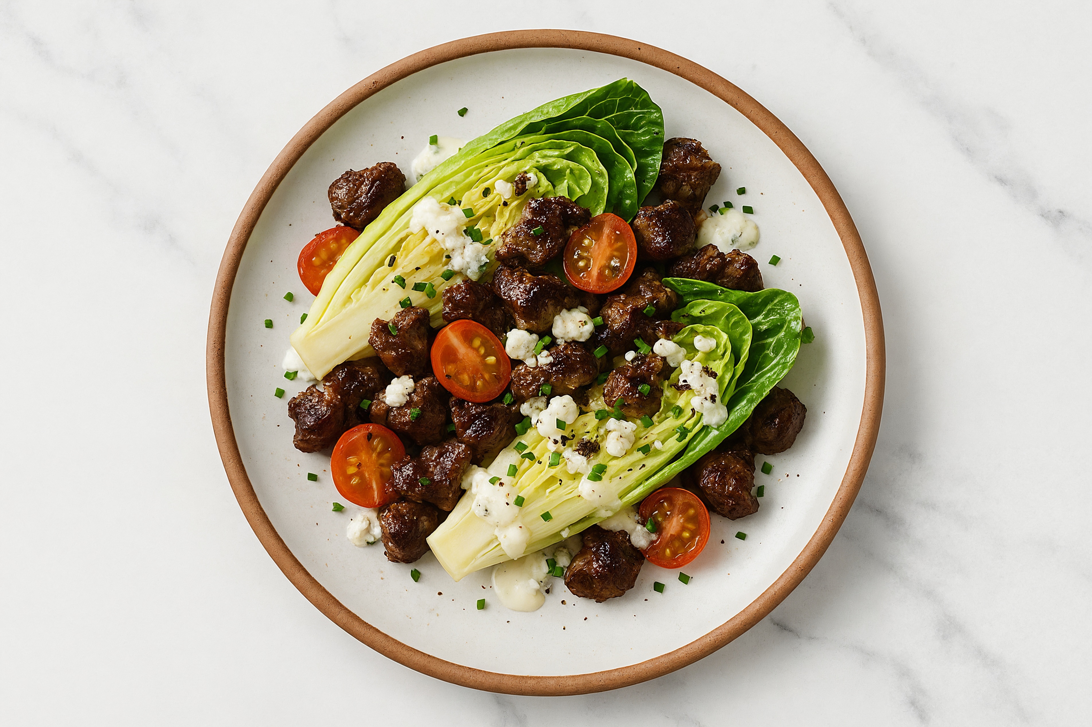 Blue Cheese + Beef Wedge Salad with Buttermilk Ranch Dressing