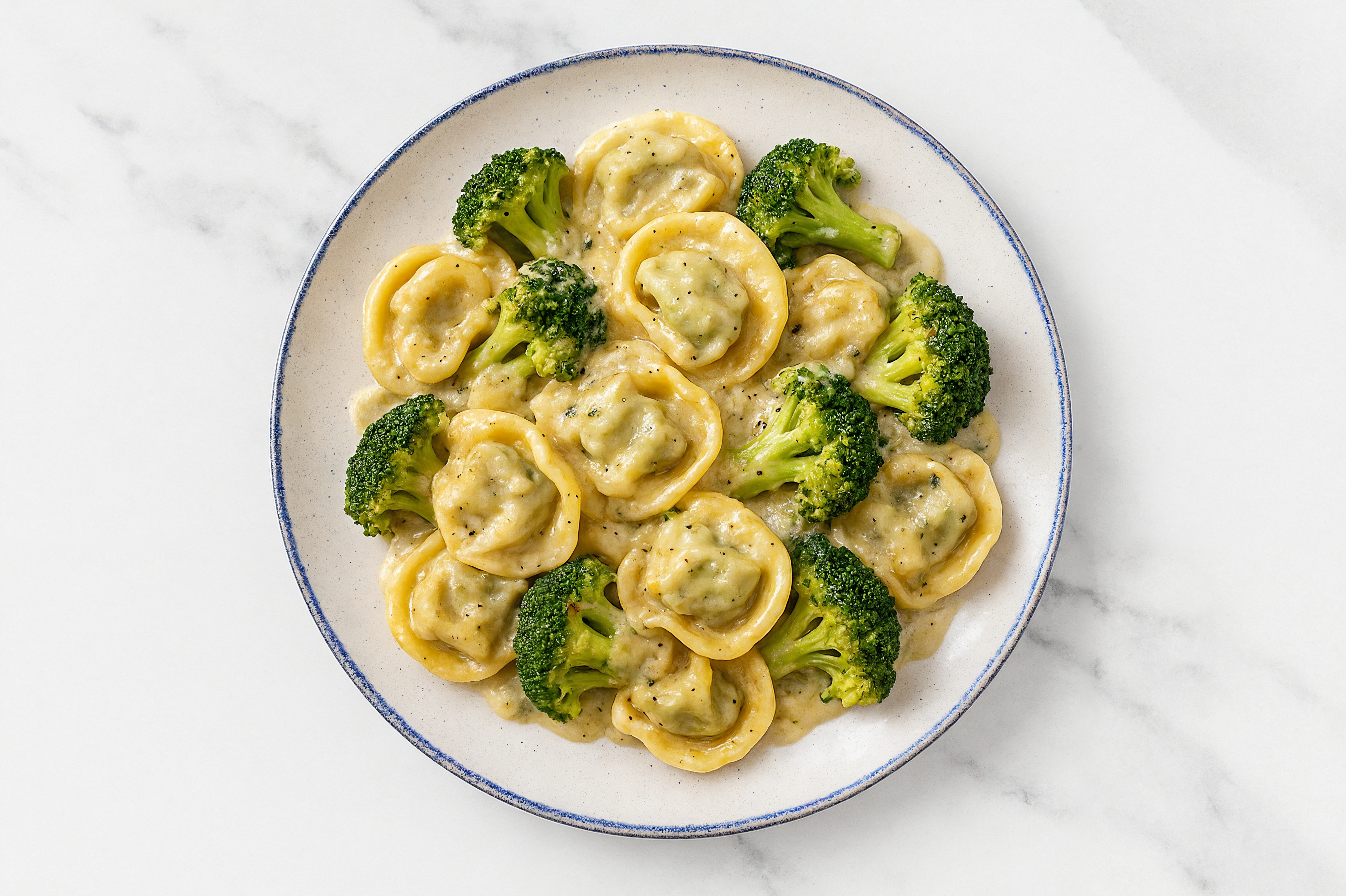 Truffle Tortellini with Organic Broccoli