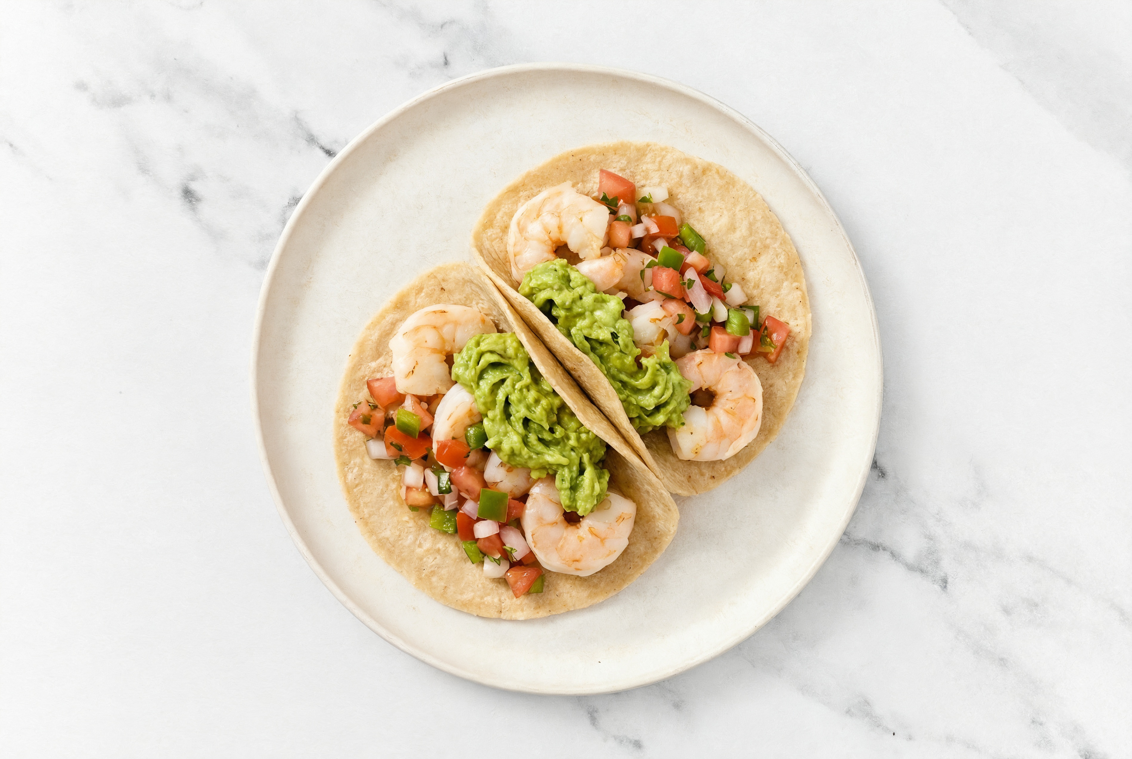 Herby Air Fryer Jumbo Shrimp + Guacamole Tacos