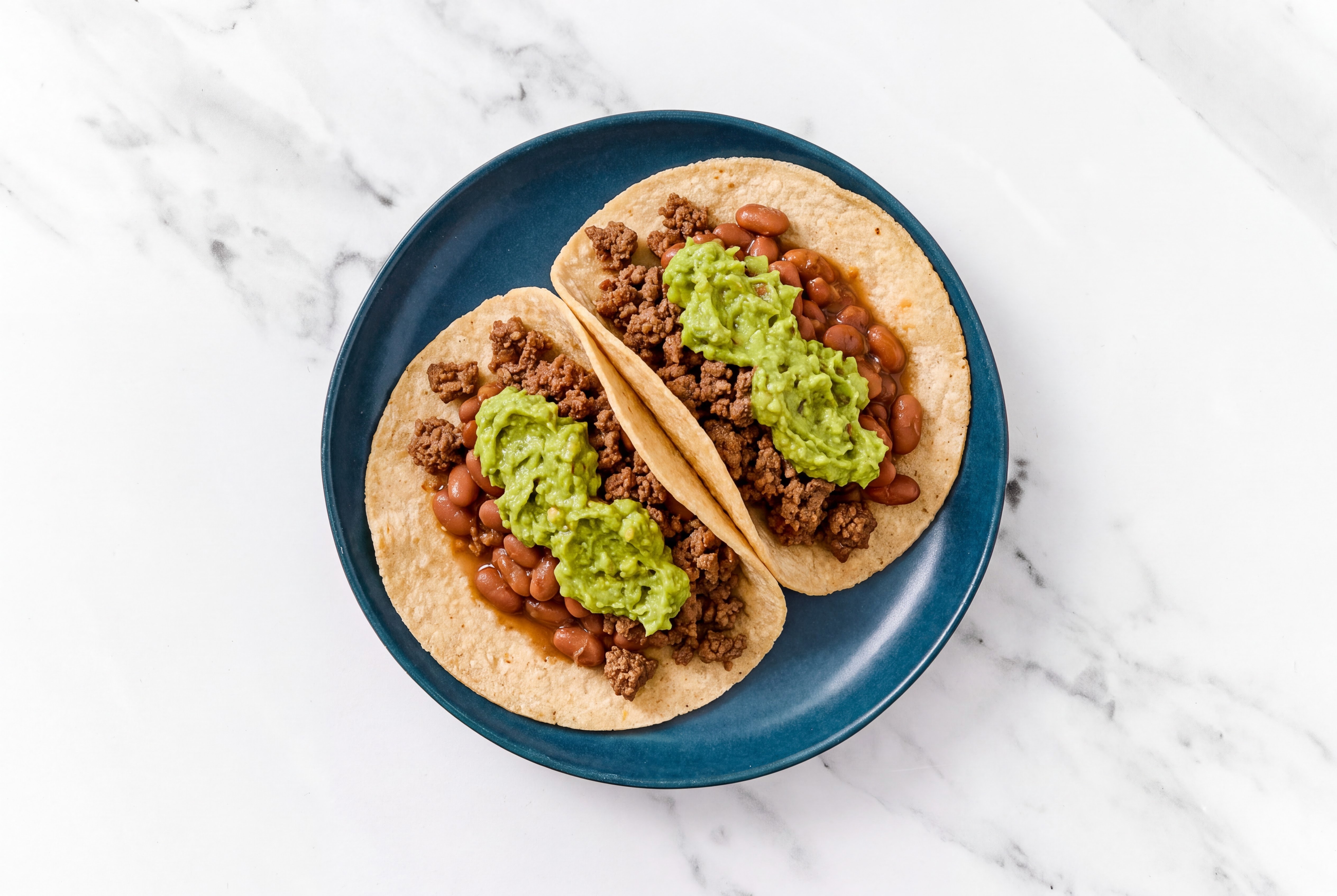 Ground Beef Tacos with Guacamole & Pinto Beans