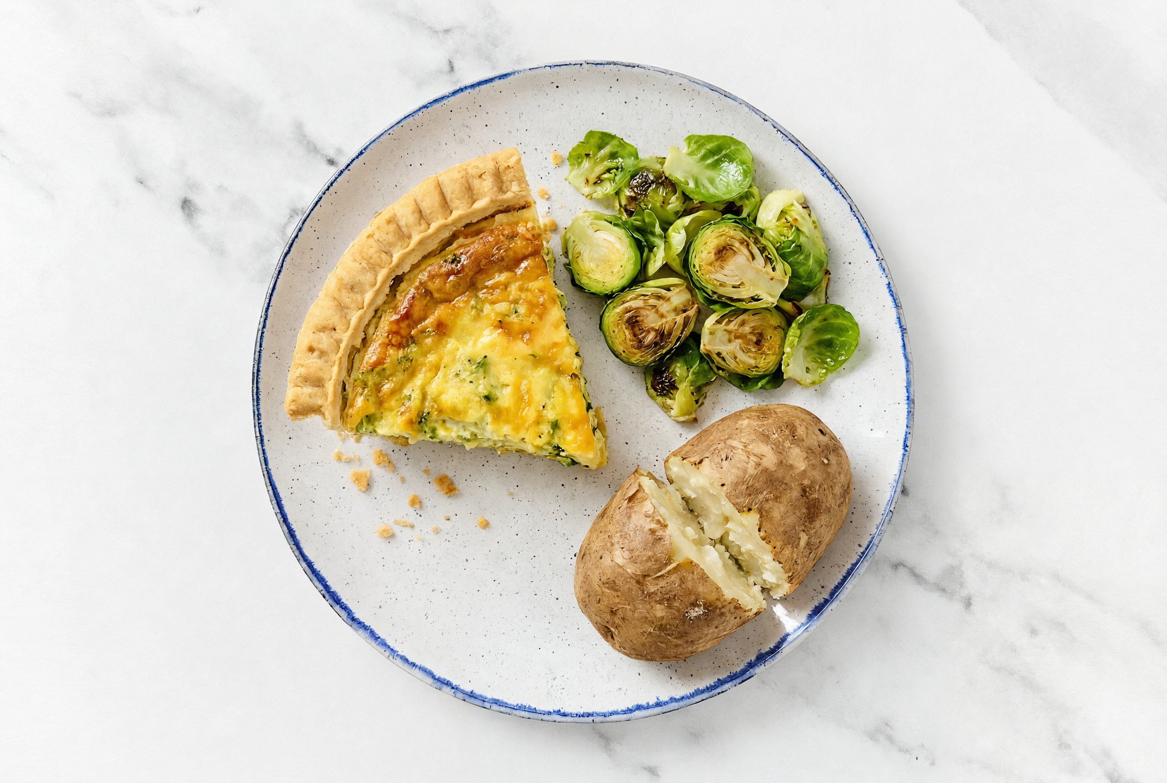 Broccoli & Cheddar Quiche with Brussels & Russet Potato