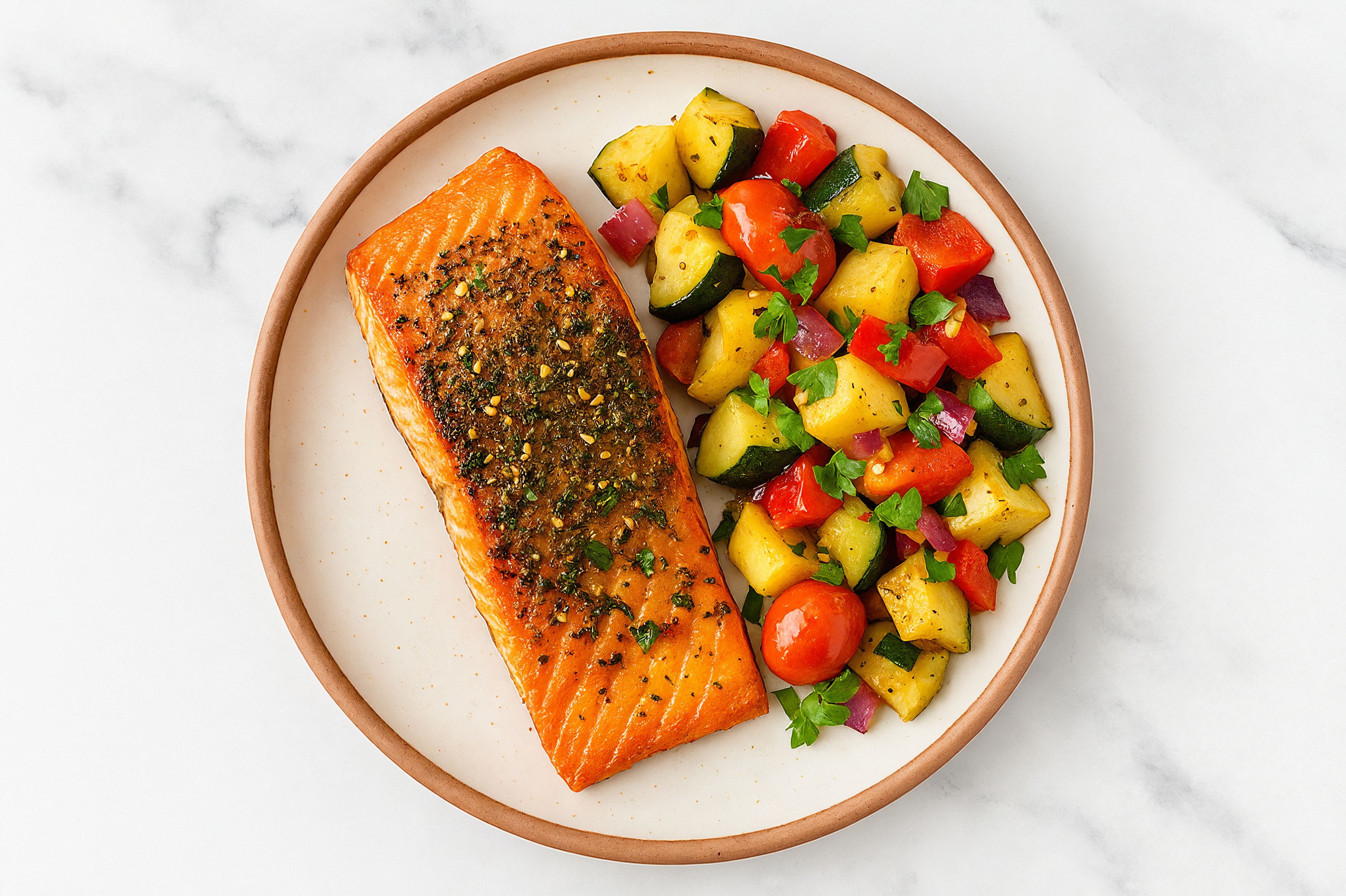 Balsamic Sockeye Salmon + Squash Medley