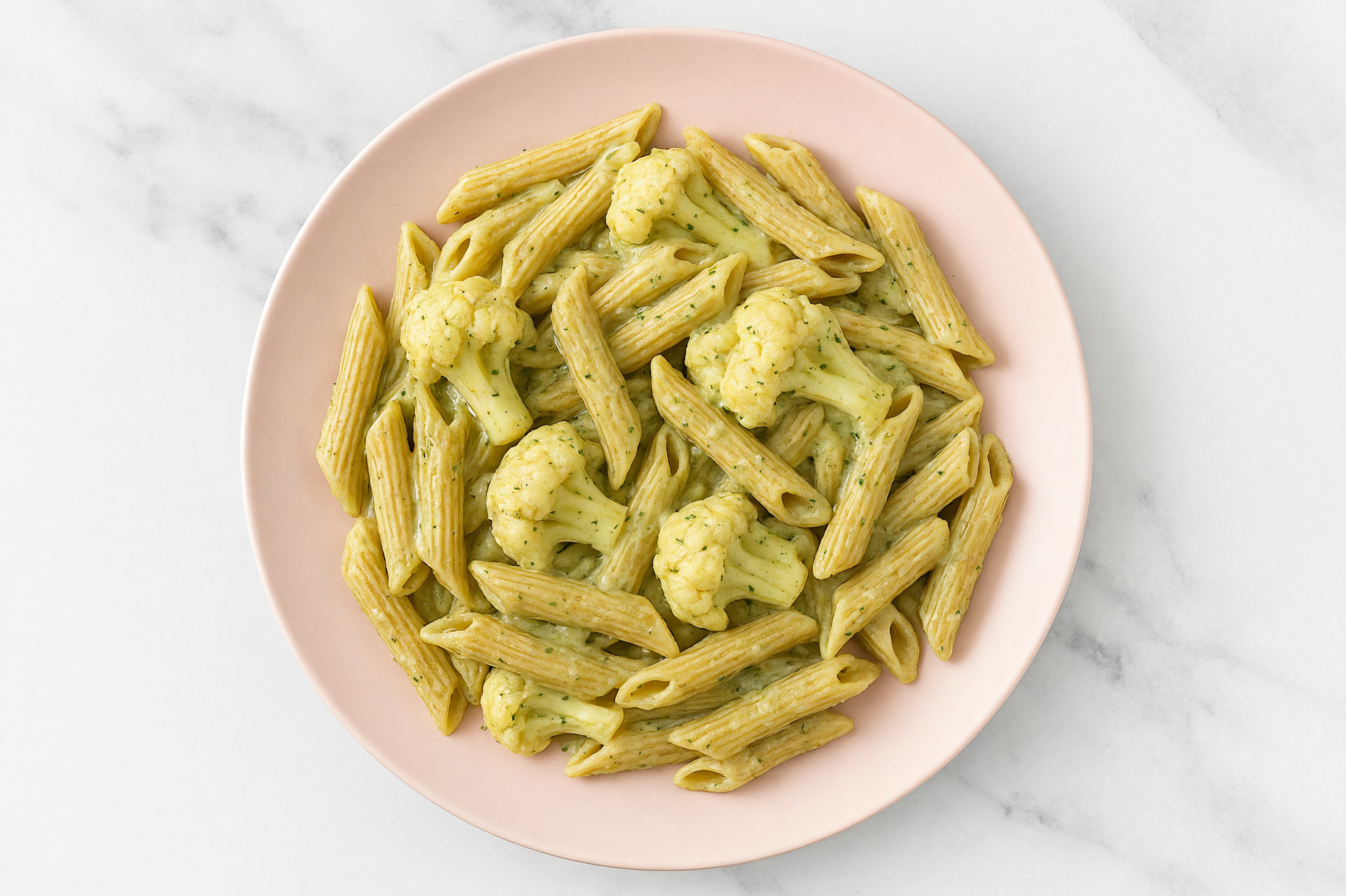 Sourdough Penne Rigate with Creamy Cauliflower Herb Cream