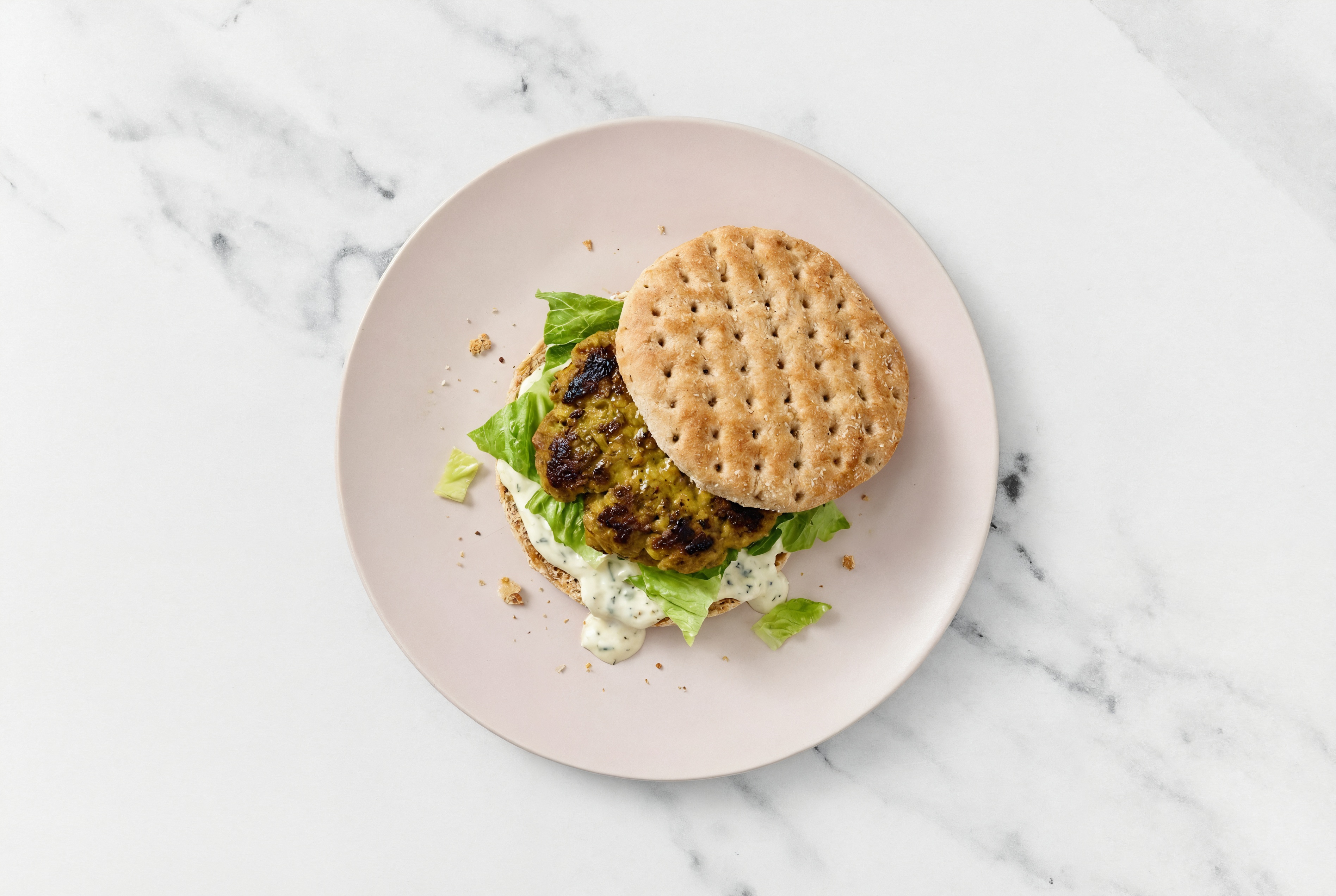 Herby Tandoori Mexican-Style Ground Beef Burger with Garlic Sauce
