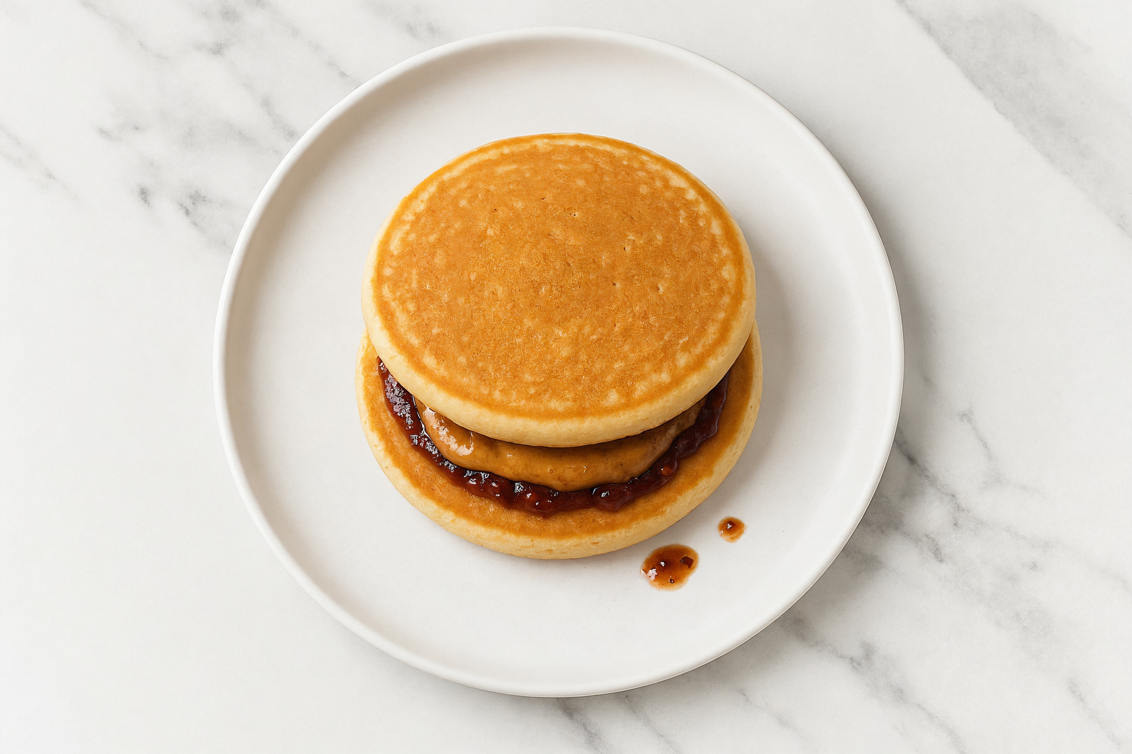 Almond Butter + Strawberry Jam Pancake Sandwich