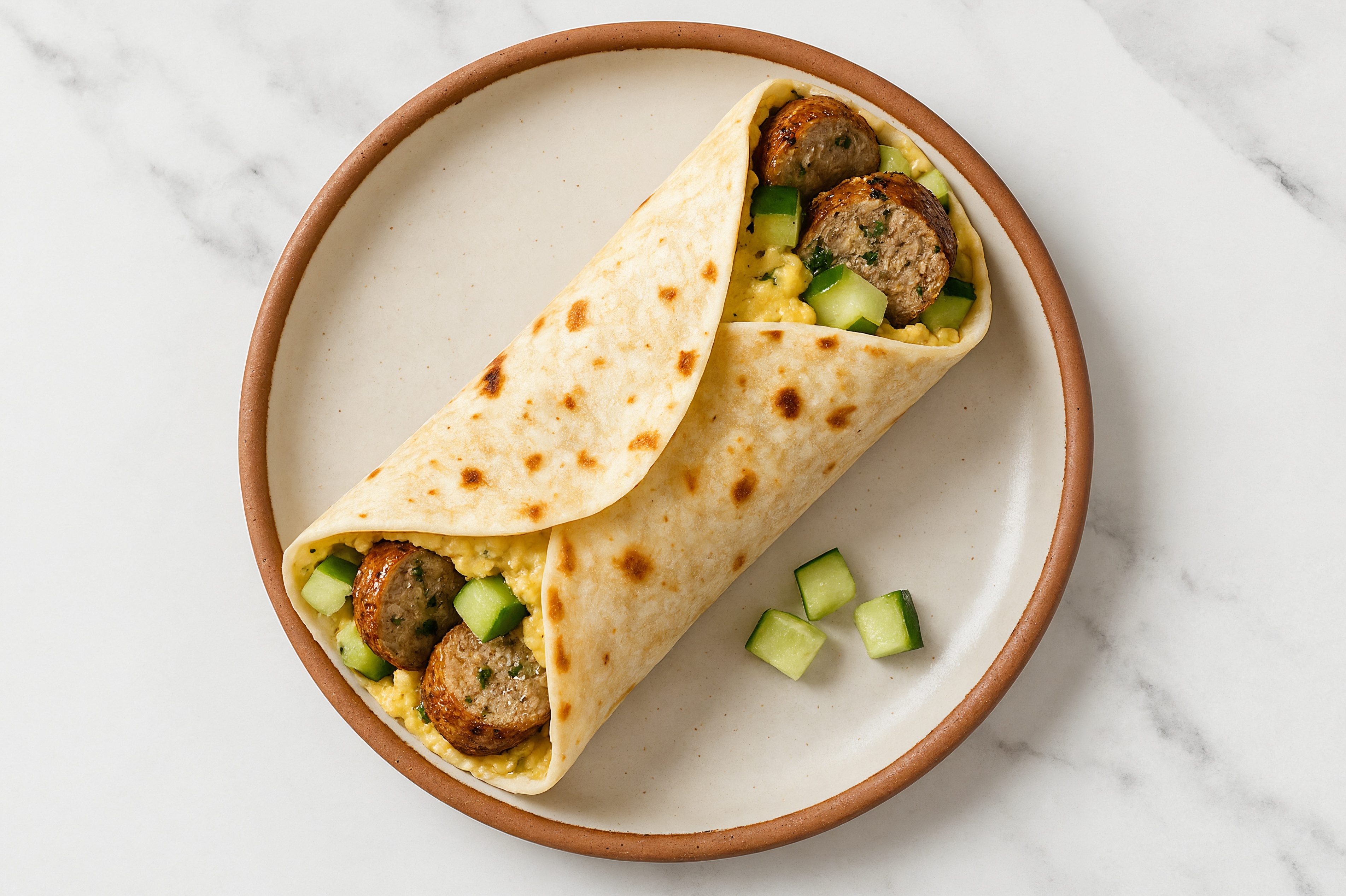 Honey Herb Meatballs with Lemon Hummus + Cucumber Wrap