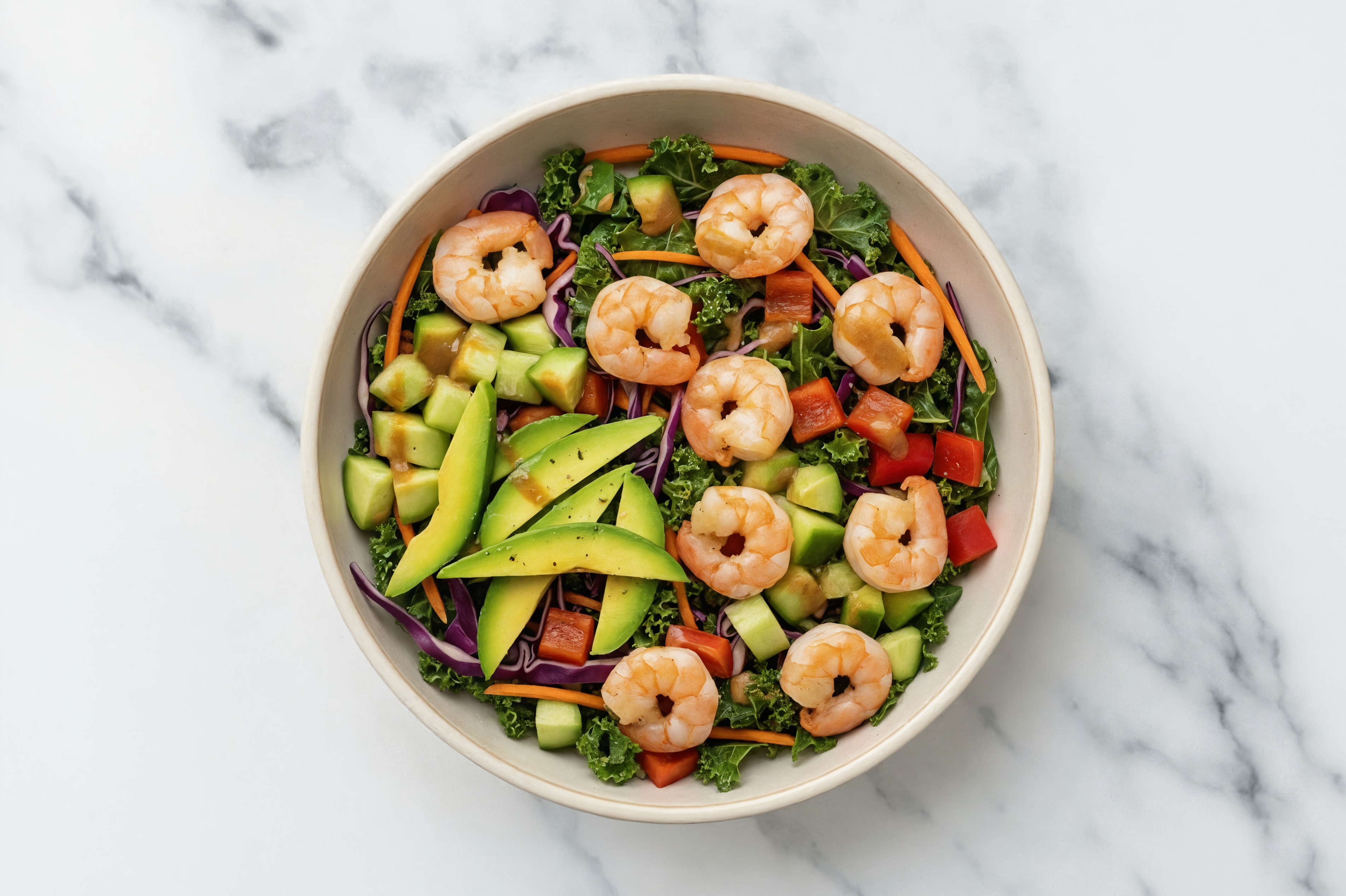  Sesame Ginger Shrimp Rainbow Bowl with Red Bell Pepper
