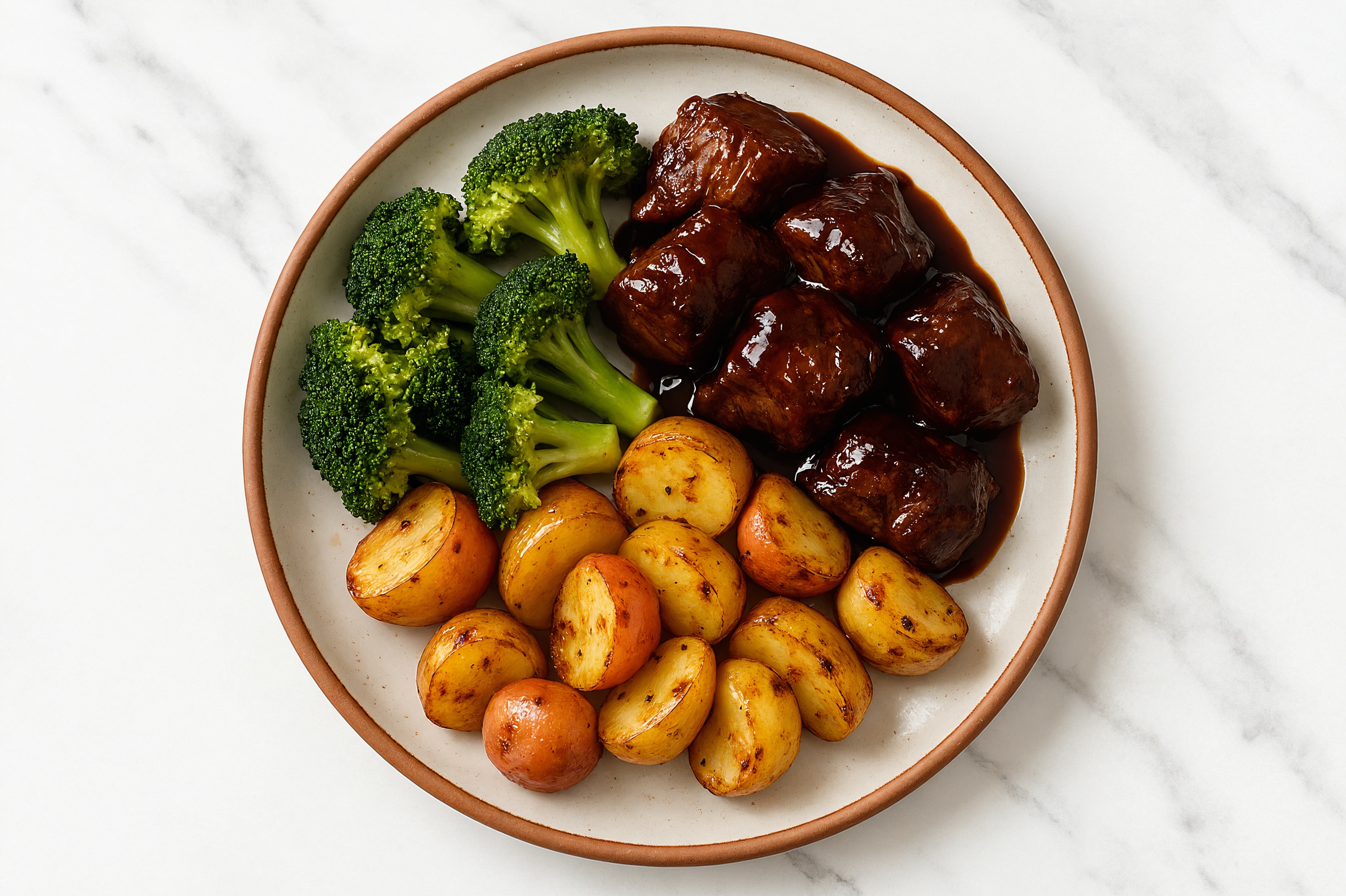 Teriyaki Seared Lamb with Creamer Potatoes & Organic Broccoli