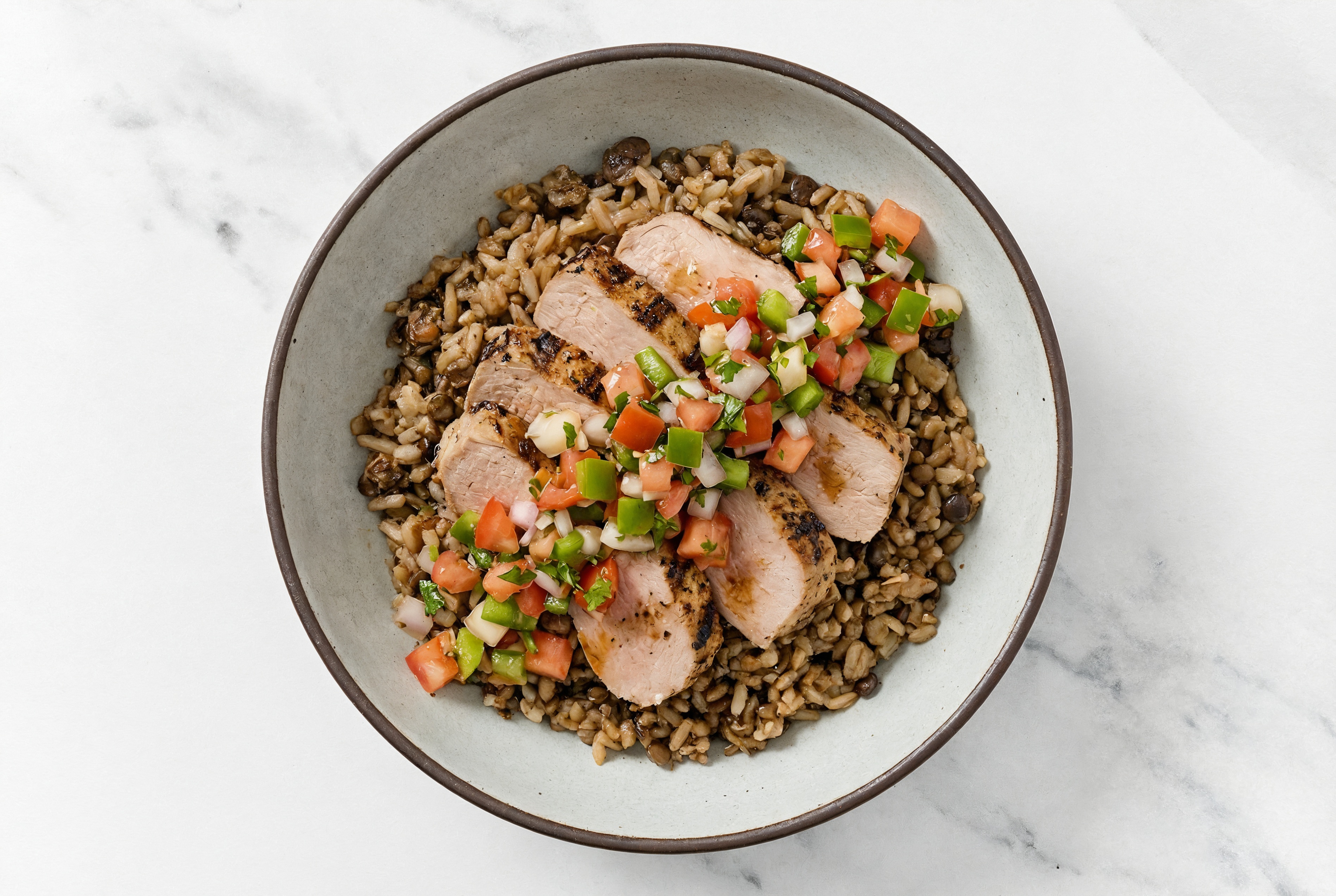 Grilled Pork Tenderloin Protein Bowl with Fresh Salsa