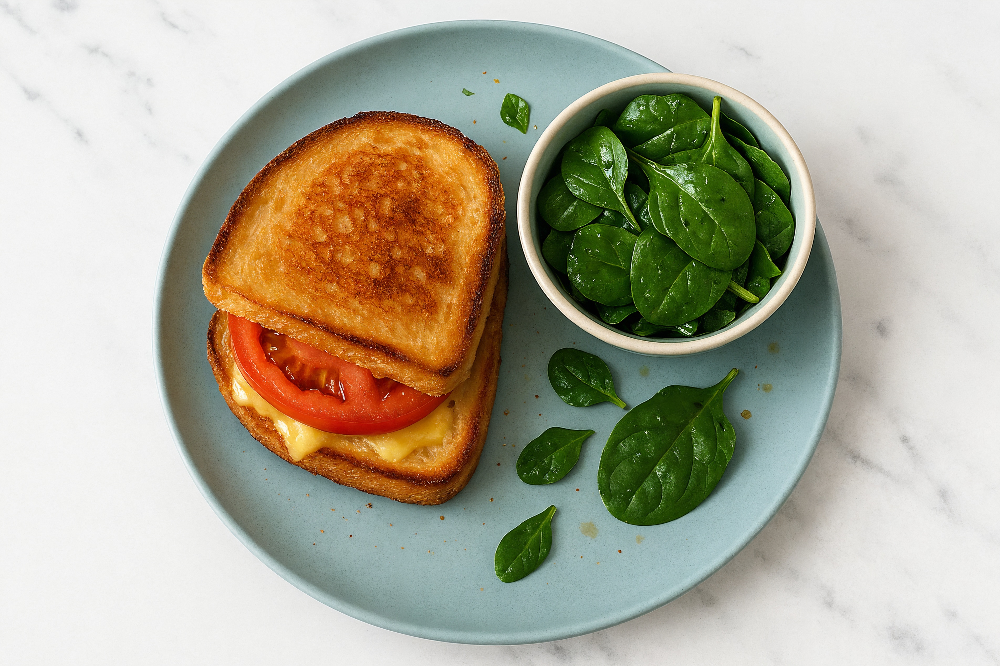Bougie Beefsteak Tomato White Cheddar Grilled Cheese + Organic Spinach Side Salad