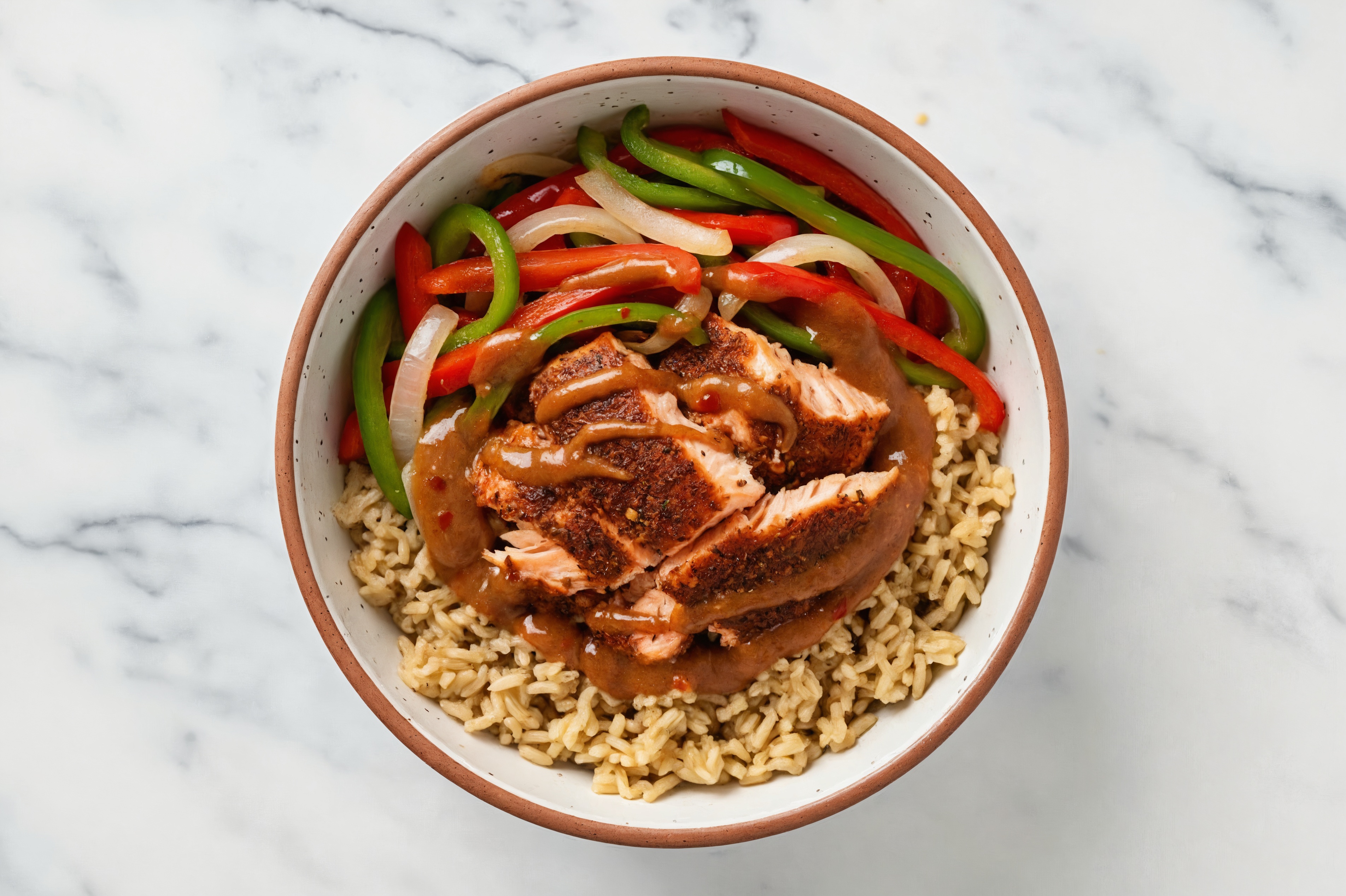 Blackened Salmon & Veggie Grain Bowl with Sesame Ginger