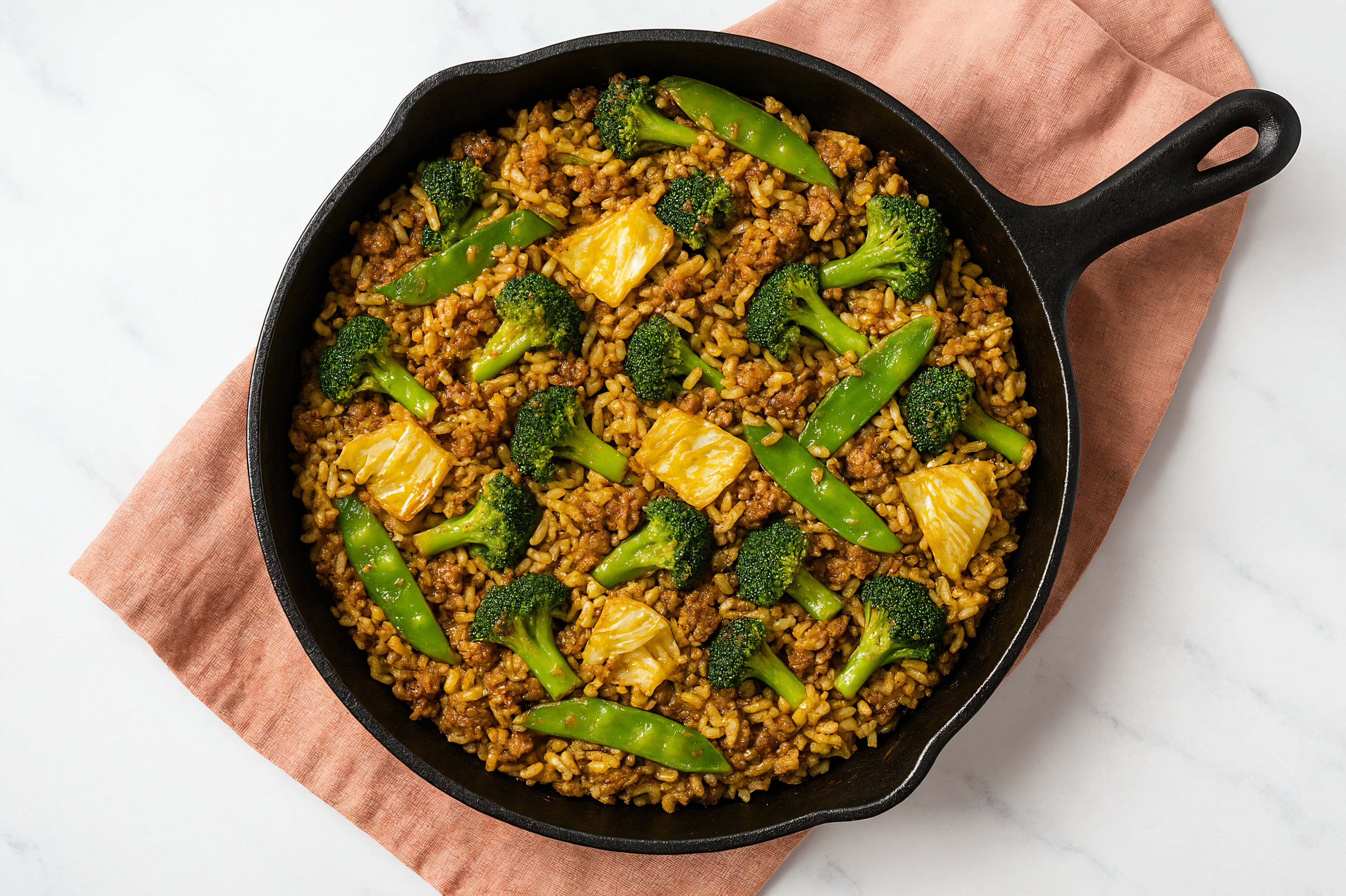 Sesame Ginger Bok Choy + Ground Bison Stir-Fry with Seasoned Jasmine Rice