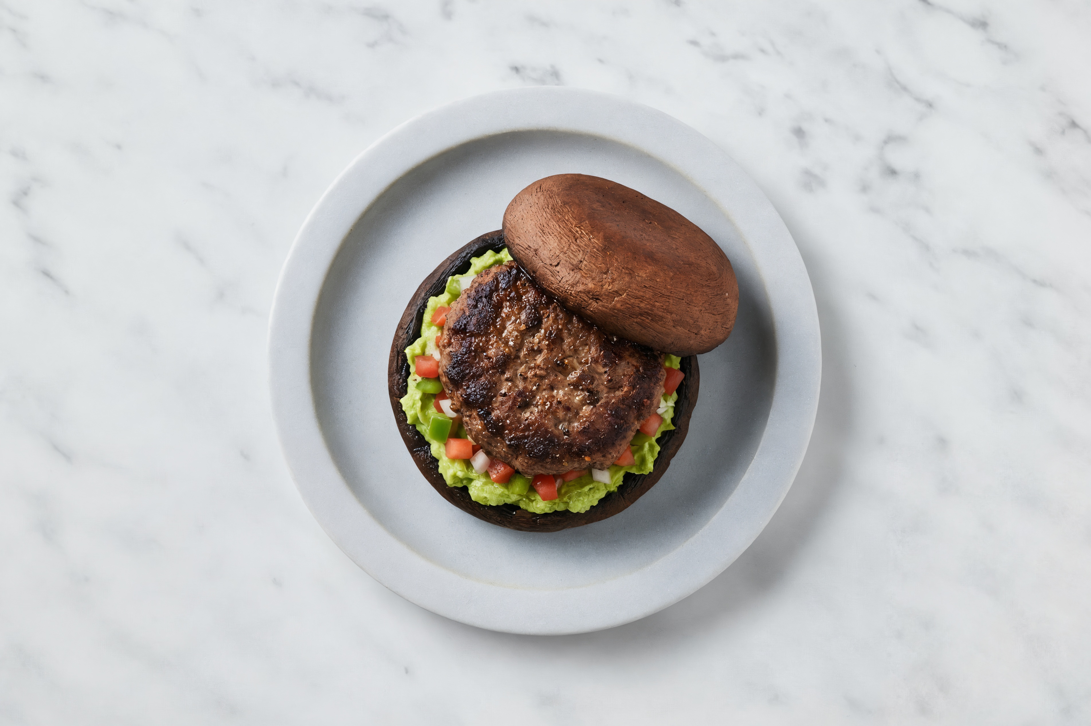 Low-Carb Guac + Salsa Burger with Ground Beef Patties