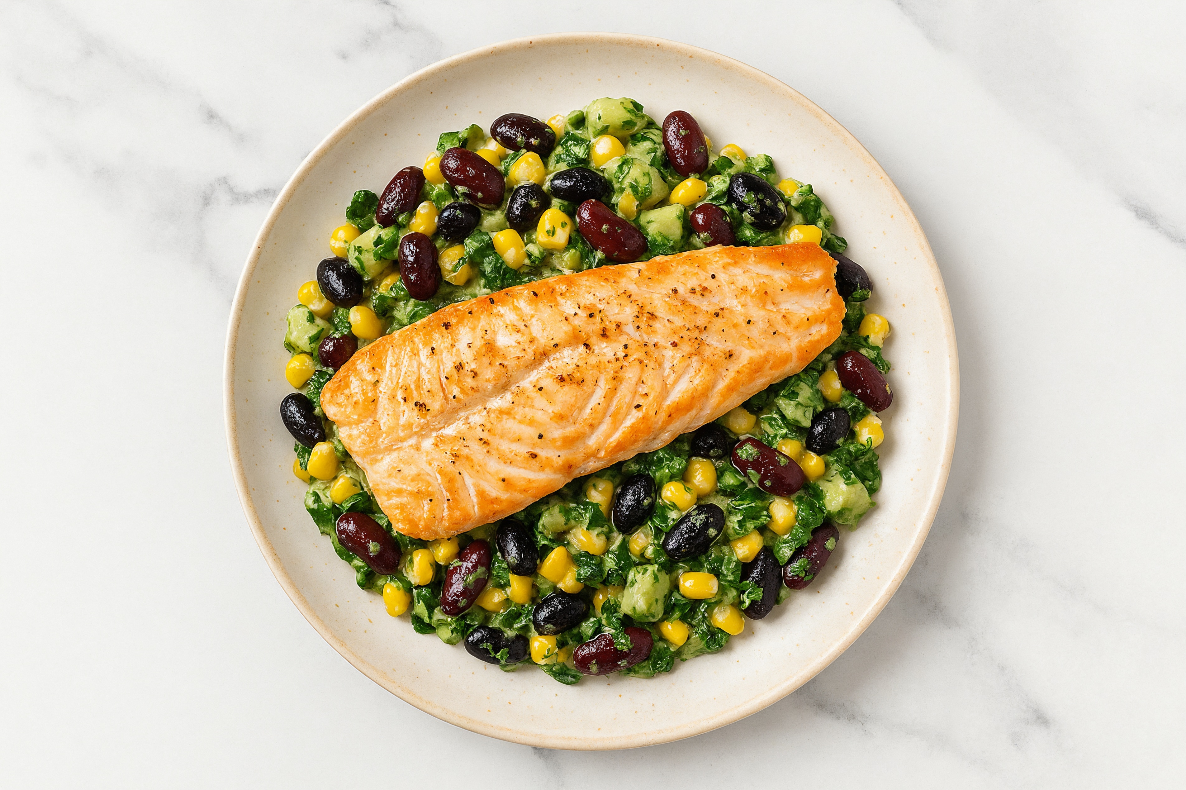 Arugula Salad with Trout, Beans & Avocado