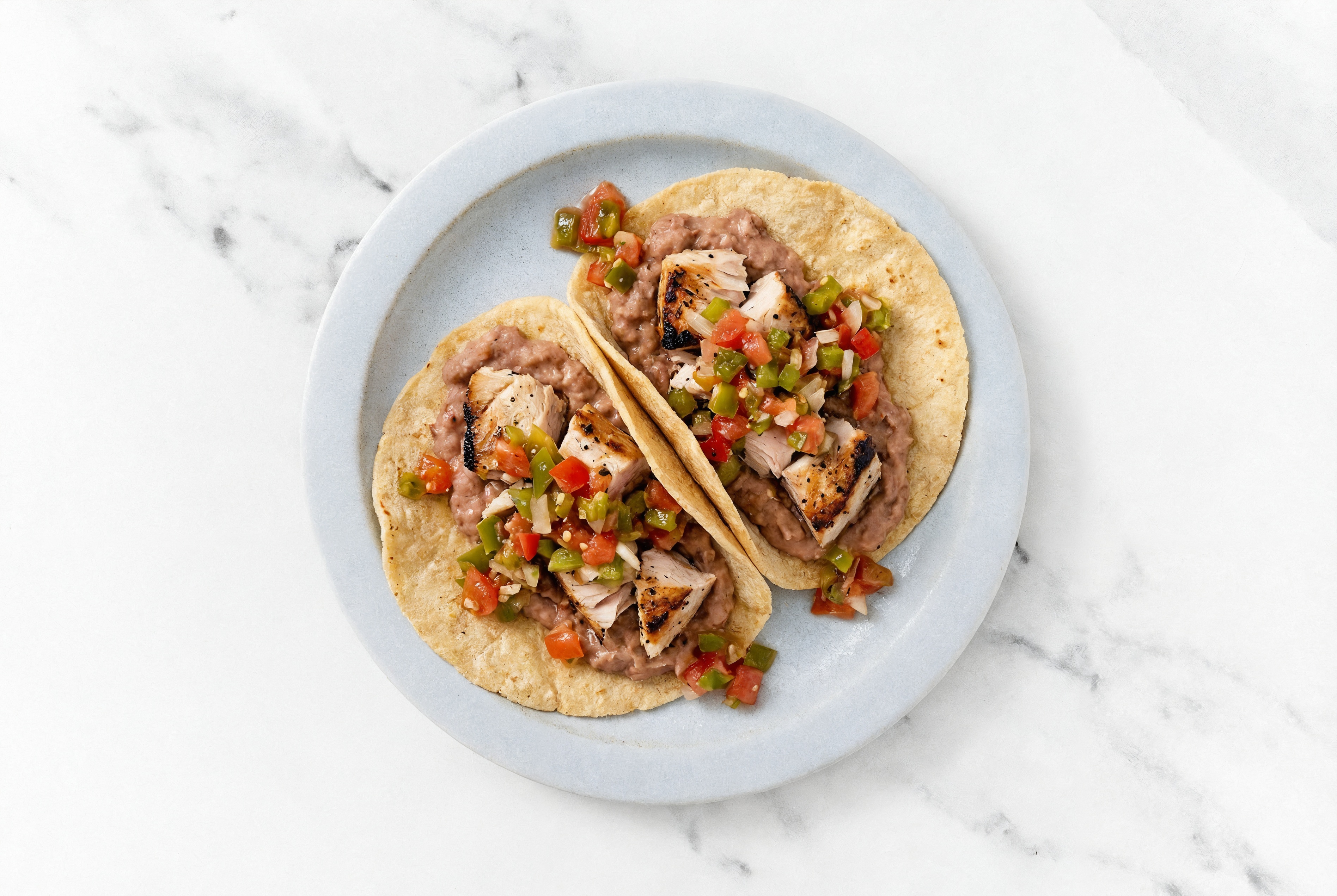 Refried Red Bean Tacos with Seared Tuna & Pico De Gallo
