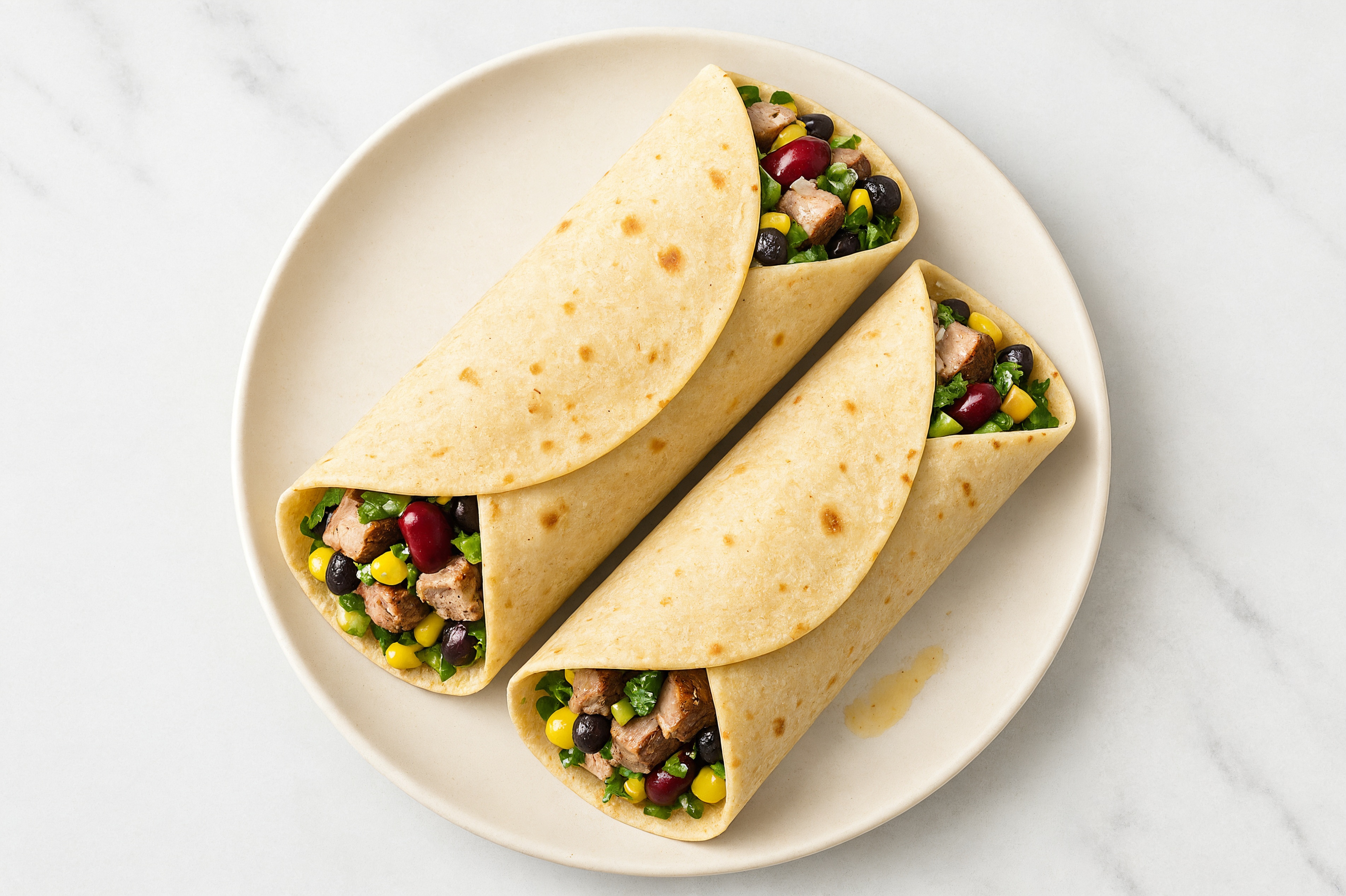 Herby Pork Tenderloin + Cucumber Tortilla Wraps with Arugula