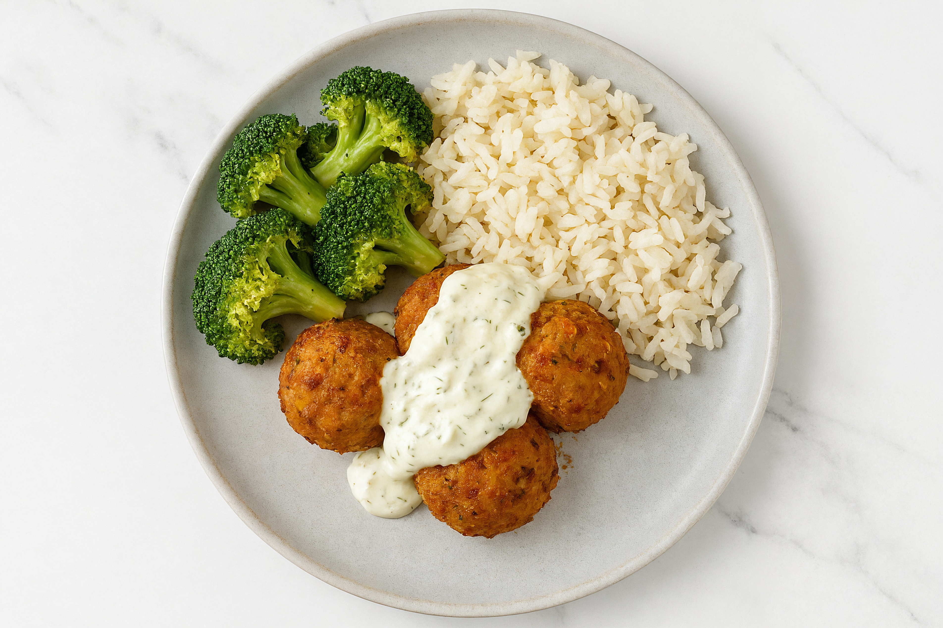  Tzatziki Eggplant Veggie Ball Long Grain White Rice Bowl