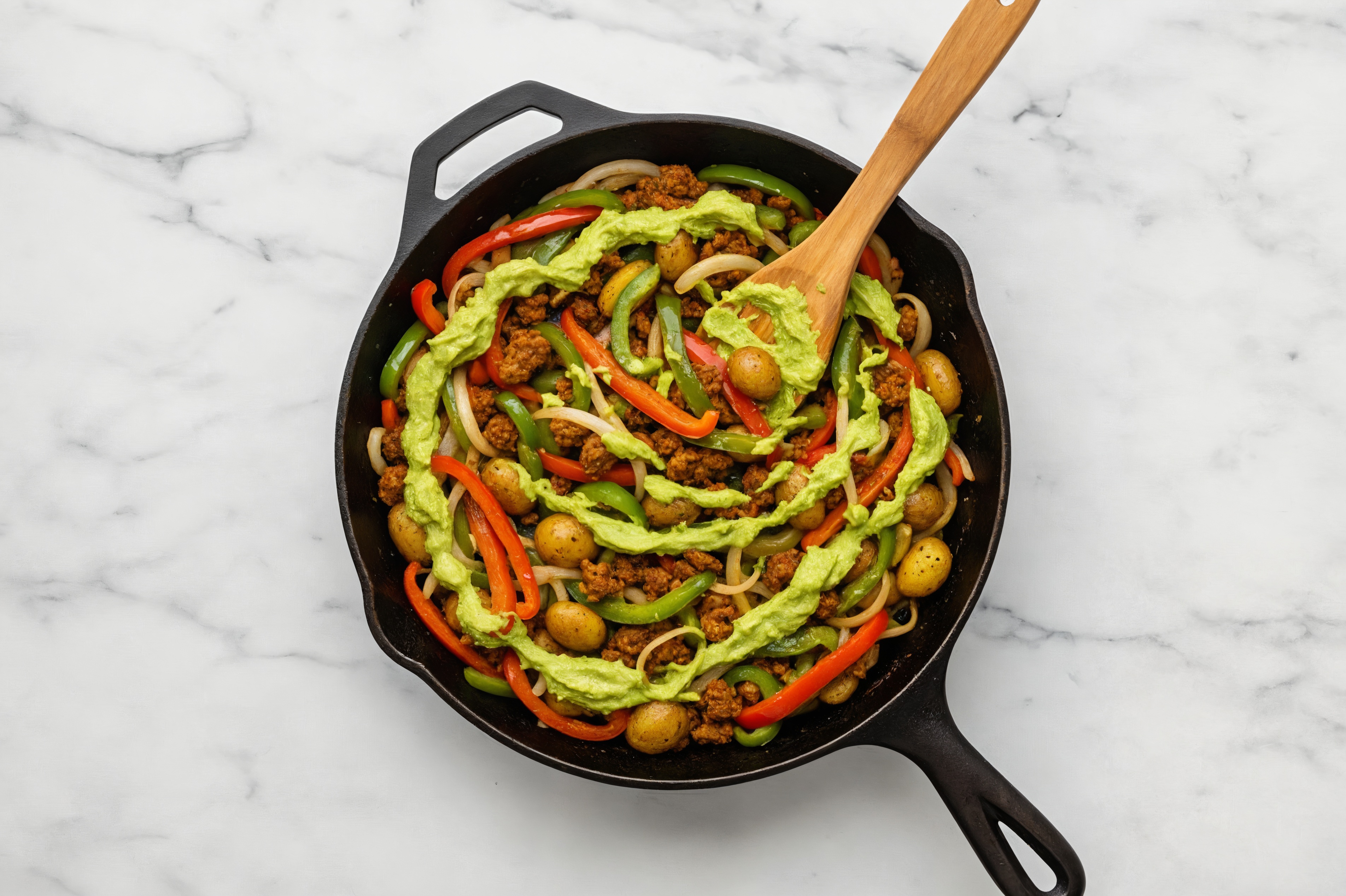 Chorizo + Avocado Rosemary Skillet Hash