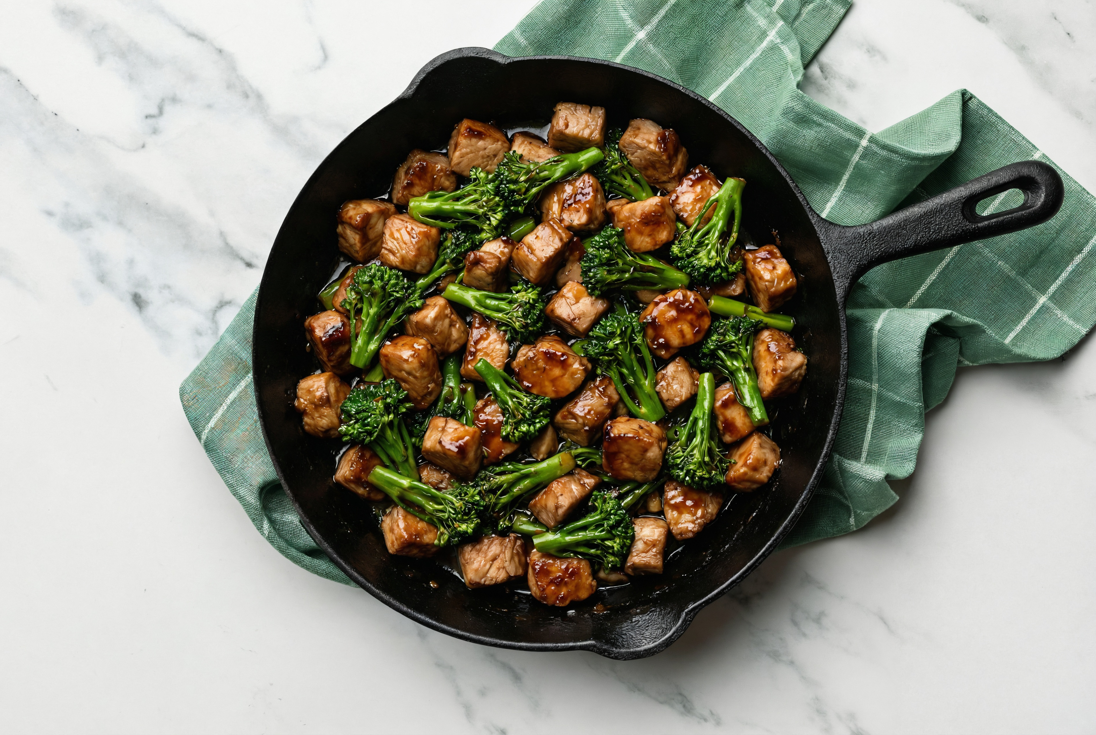 Japanese BBQ Pork Tenderloin Stir-Fry with Baby Broccoli
