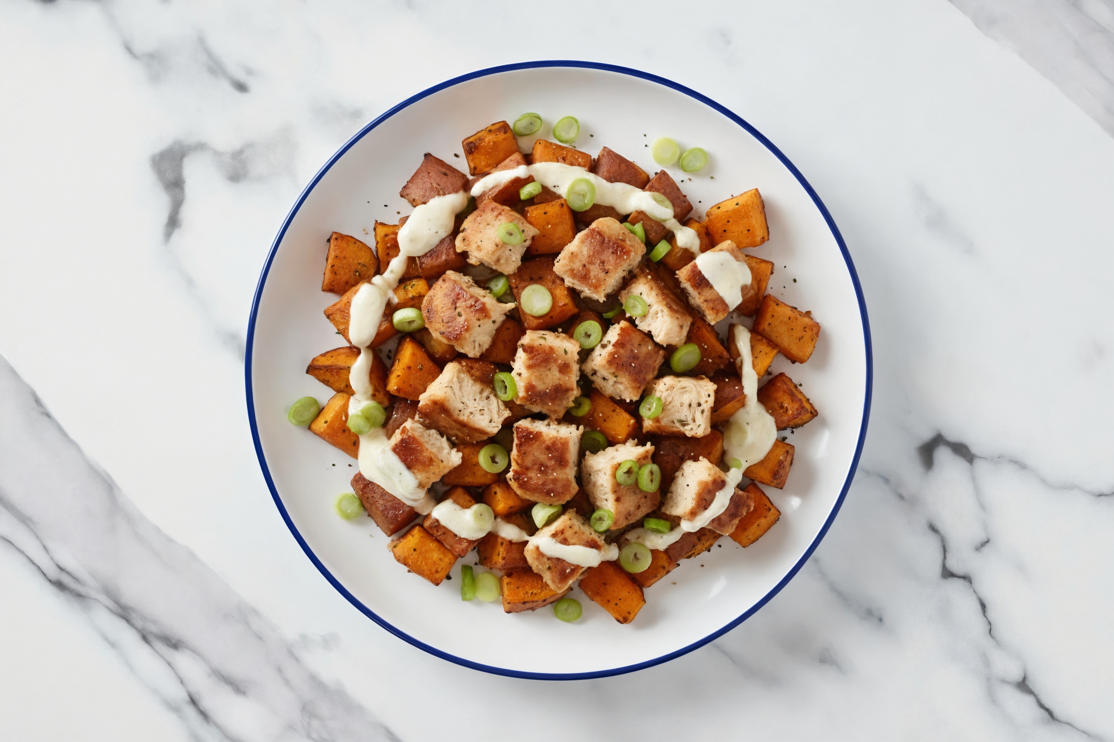 Chicken Bacon Ranch Loaded Sweet Potatoes