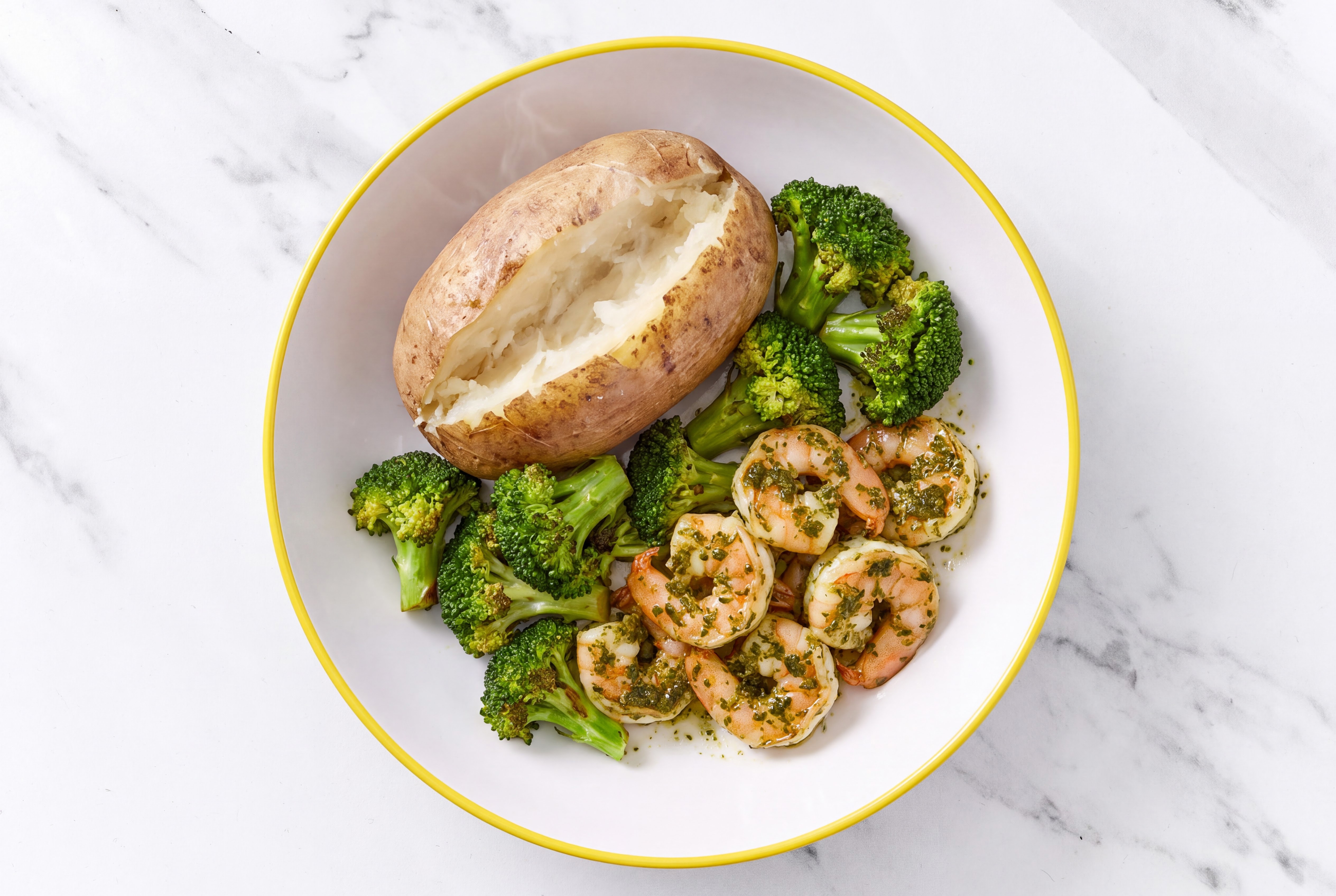 Zhoug Jumbo Shrimp with Broccoli + Russet Potato