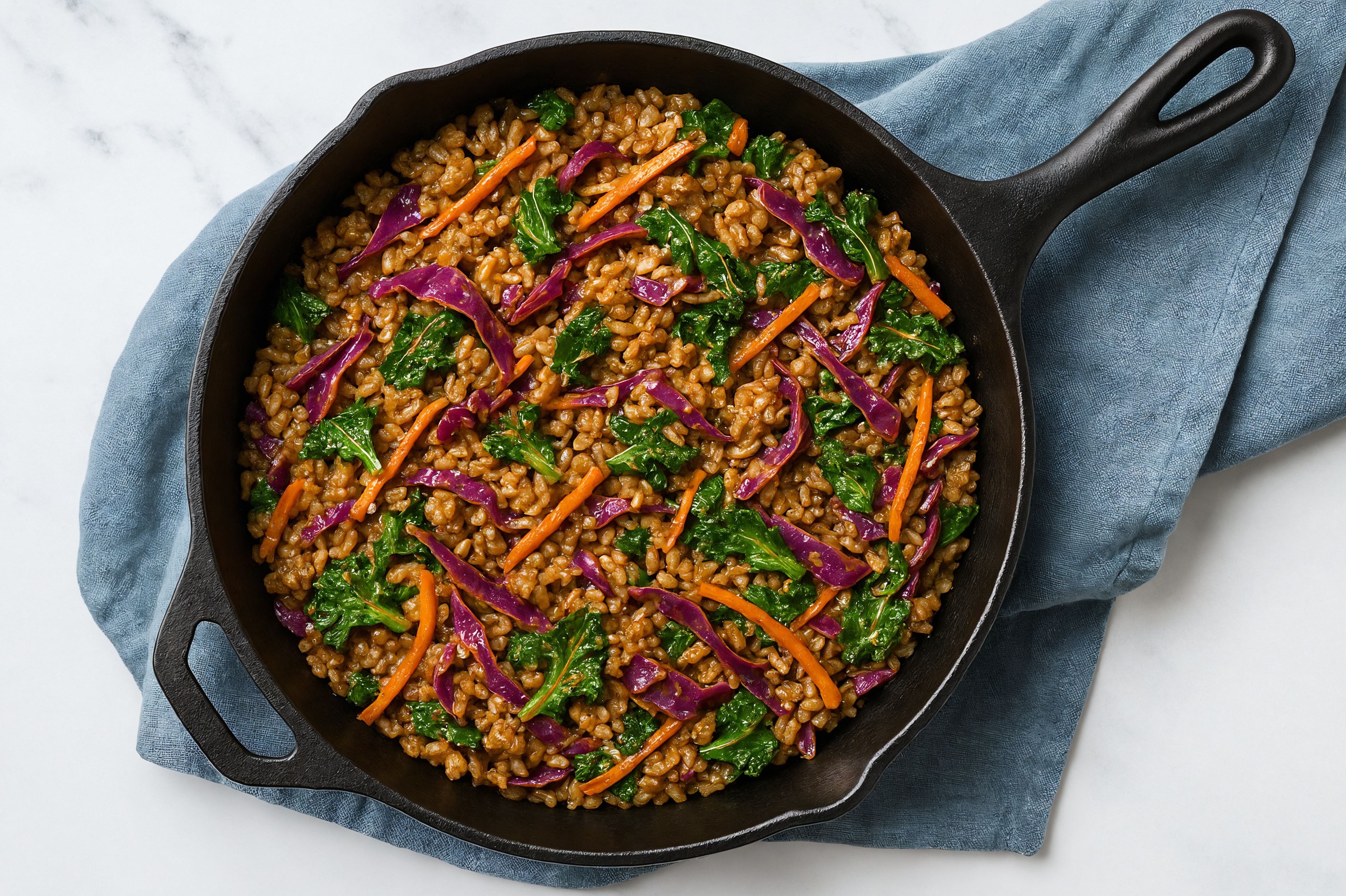 Thai Peanut Rainbow Veggie + Ground Turkey Stir-Fry with Brown Rice