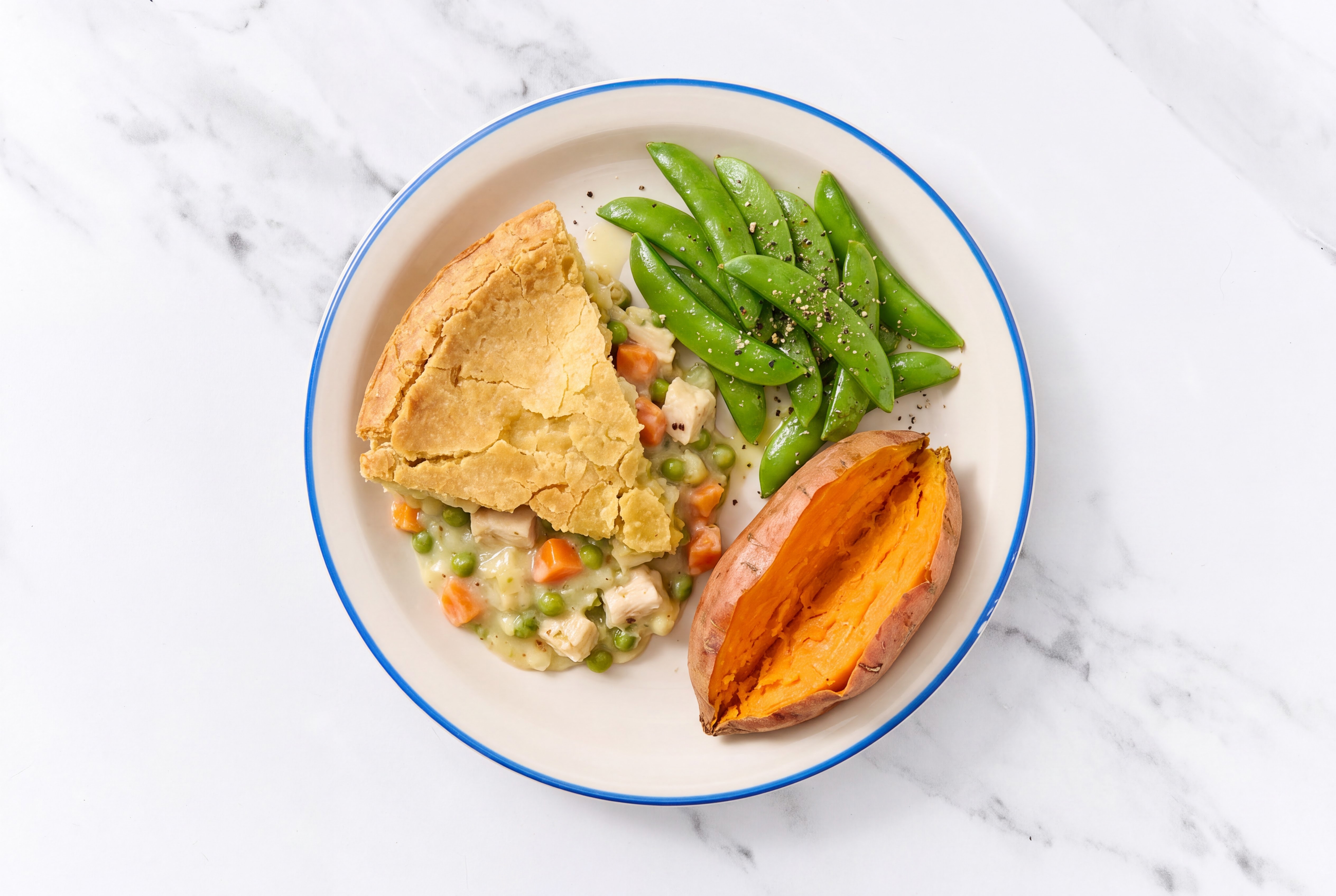 Chicken Pot Pie with Snap Peas & Sweet Potato