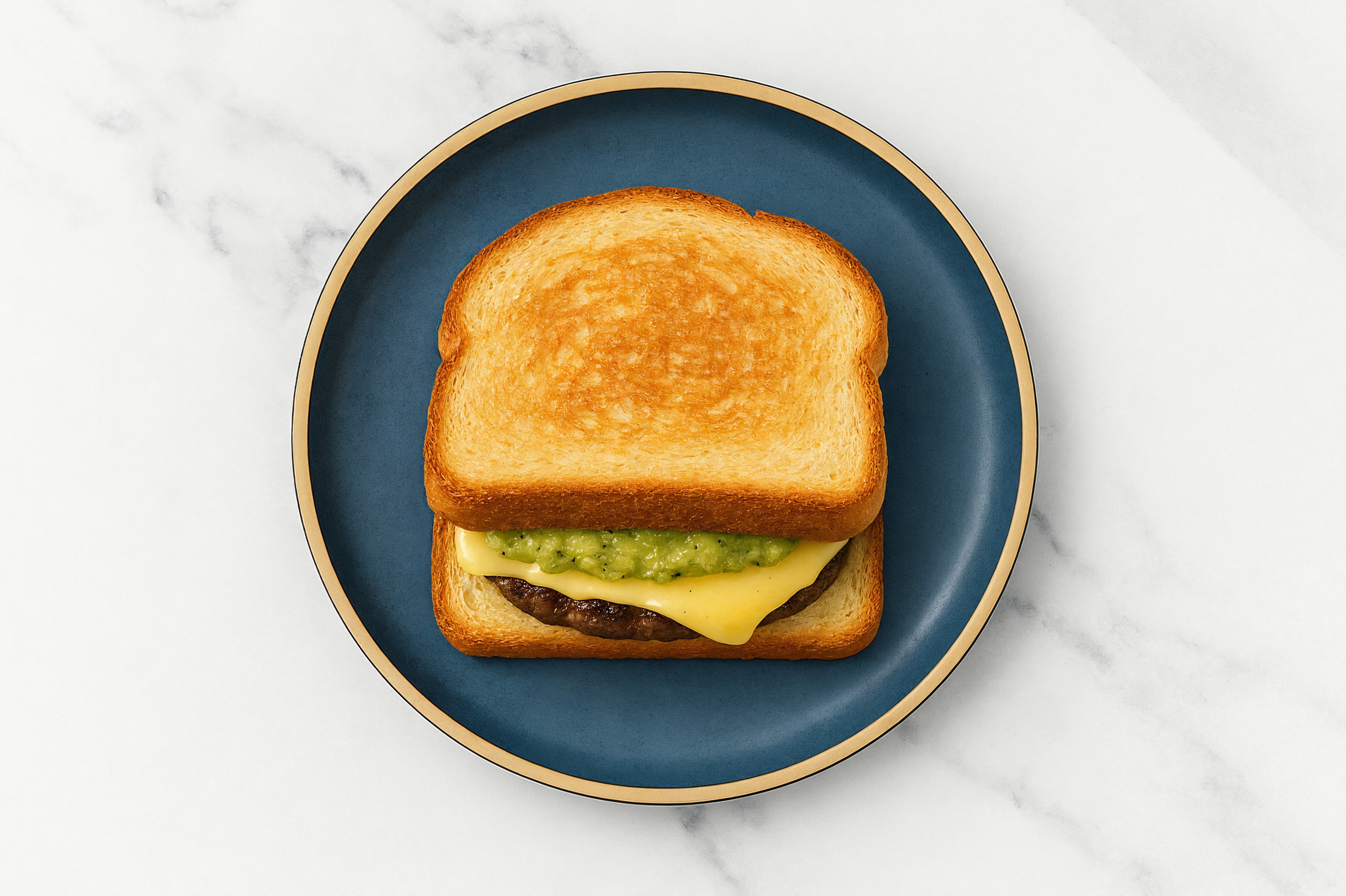 Gouda Wagyu Beef Burger on GF Bread with Guacamole