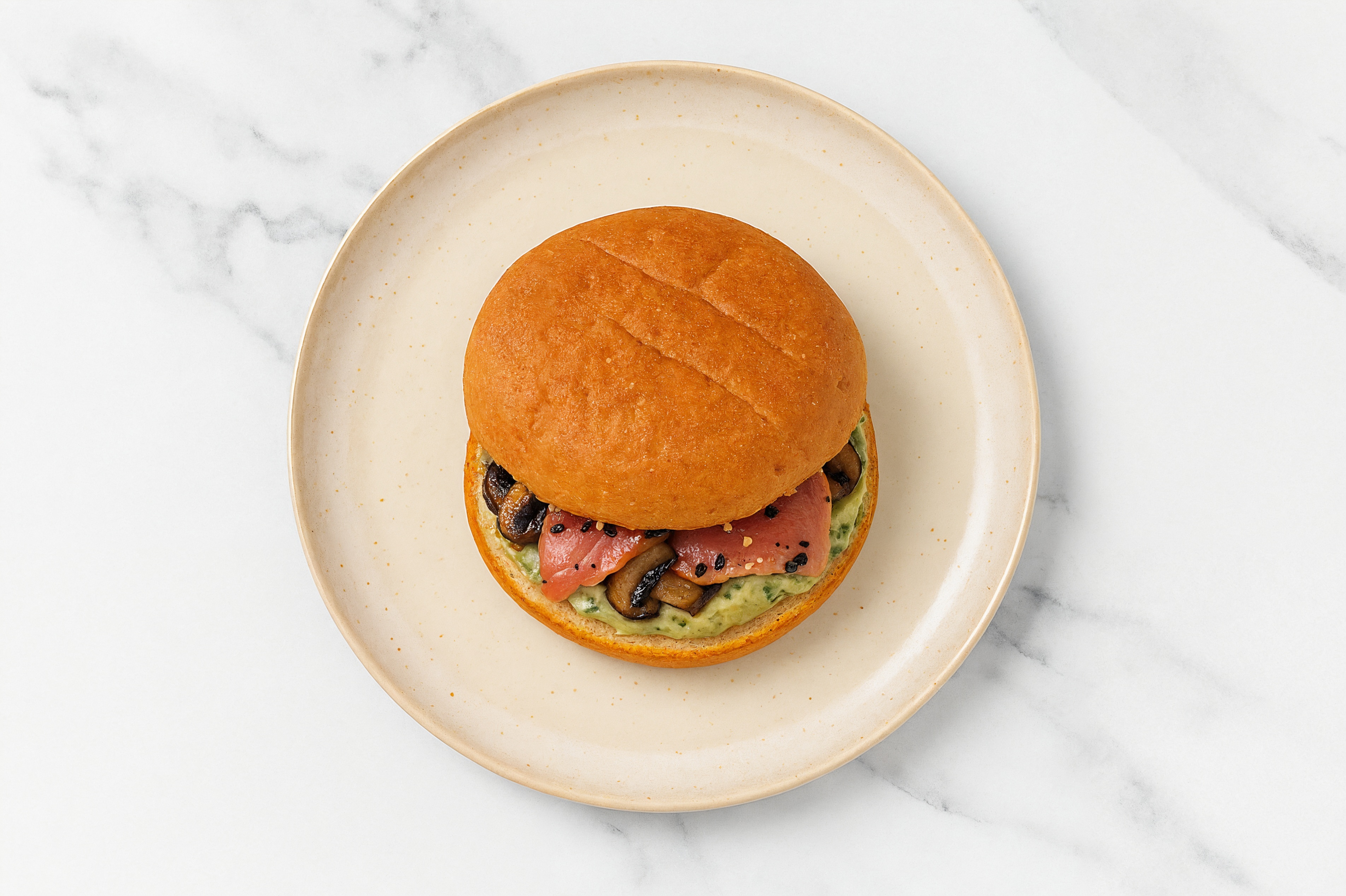 Creamy Artichoke Smoked Tuna Sandwich with Portabellas on Gluten-Free Buns