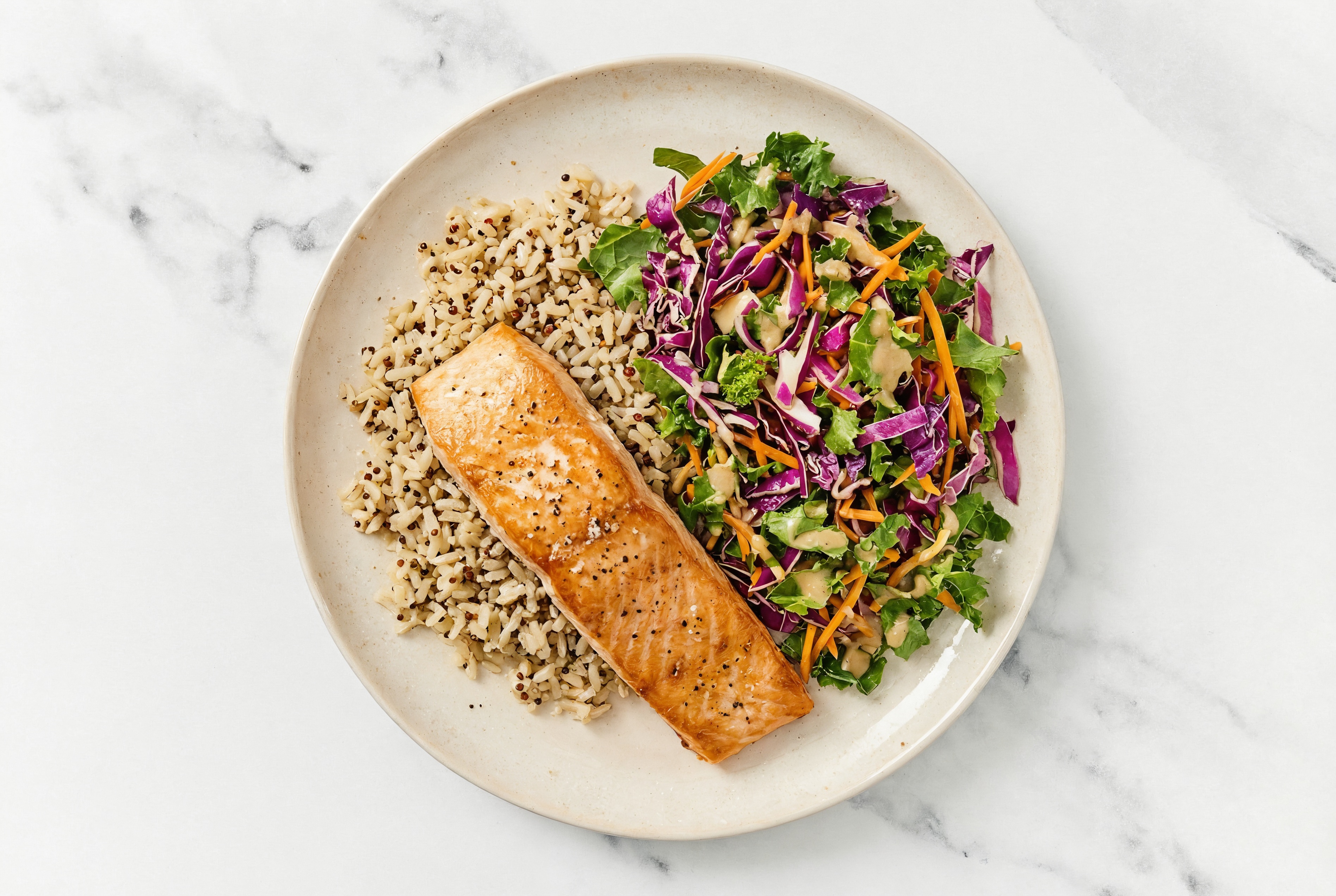 Atlantic Salmon with Ginger Ponzu Rainbow Slaw