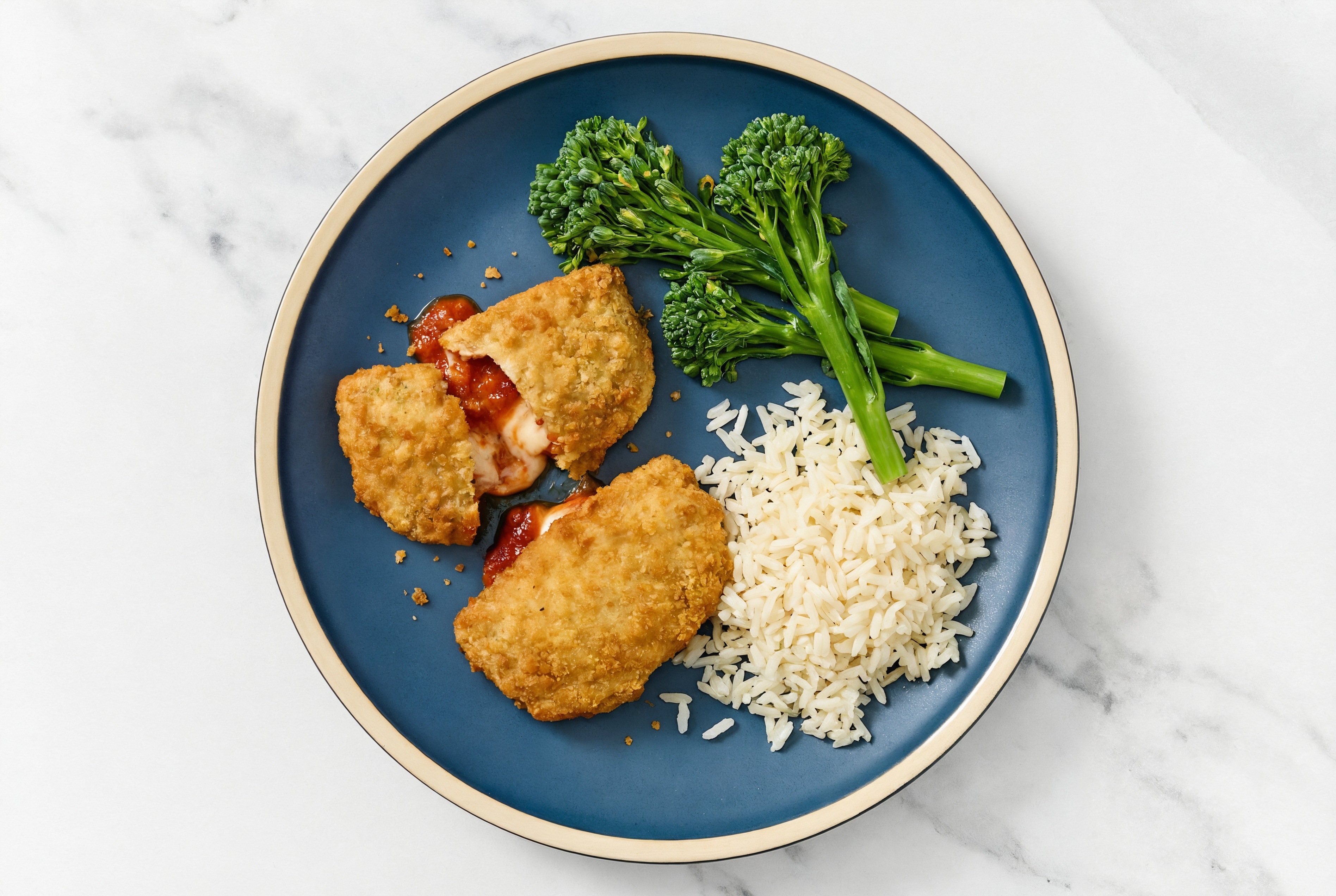 "Chicken" Parm with Baby Broccoli & White Rice