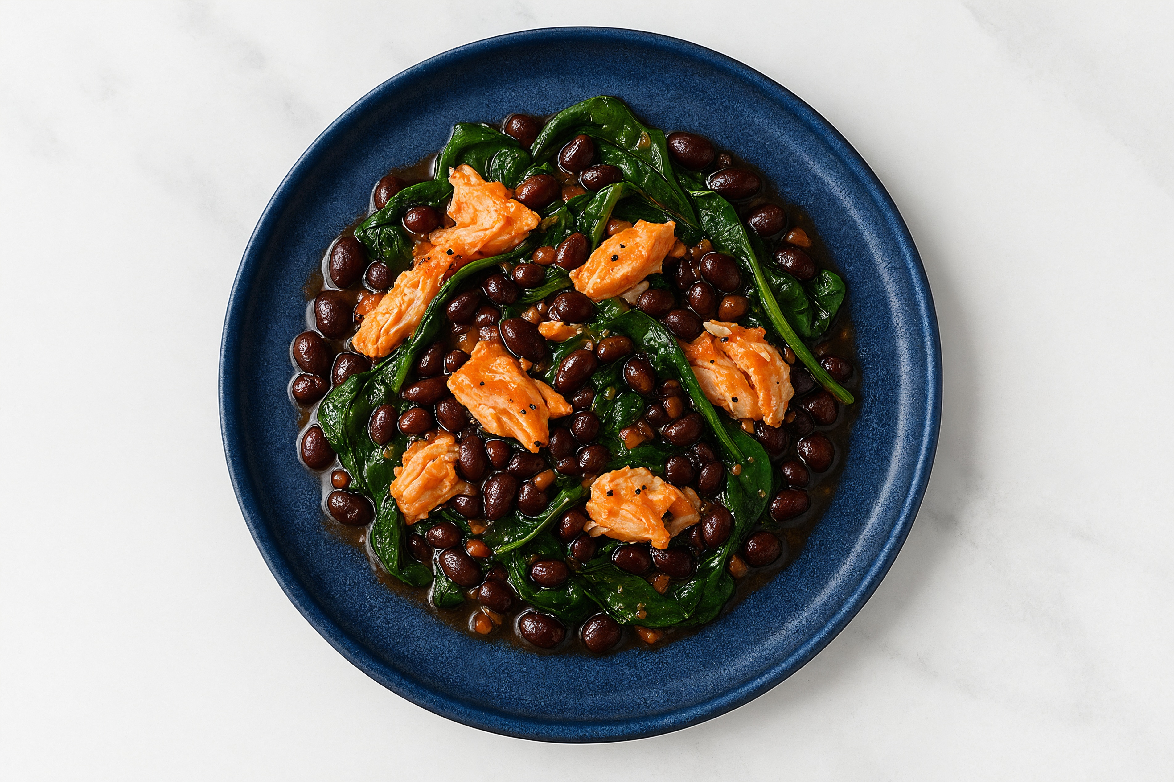 Salmon & Black Bean Stew with Spinach