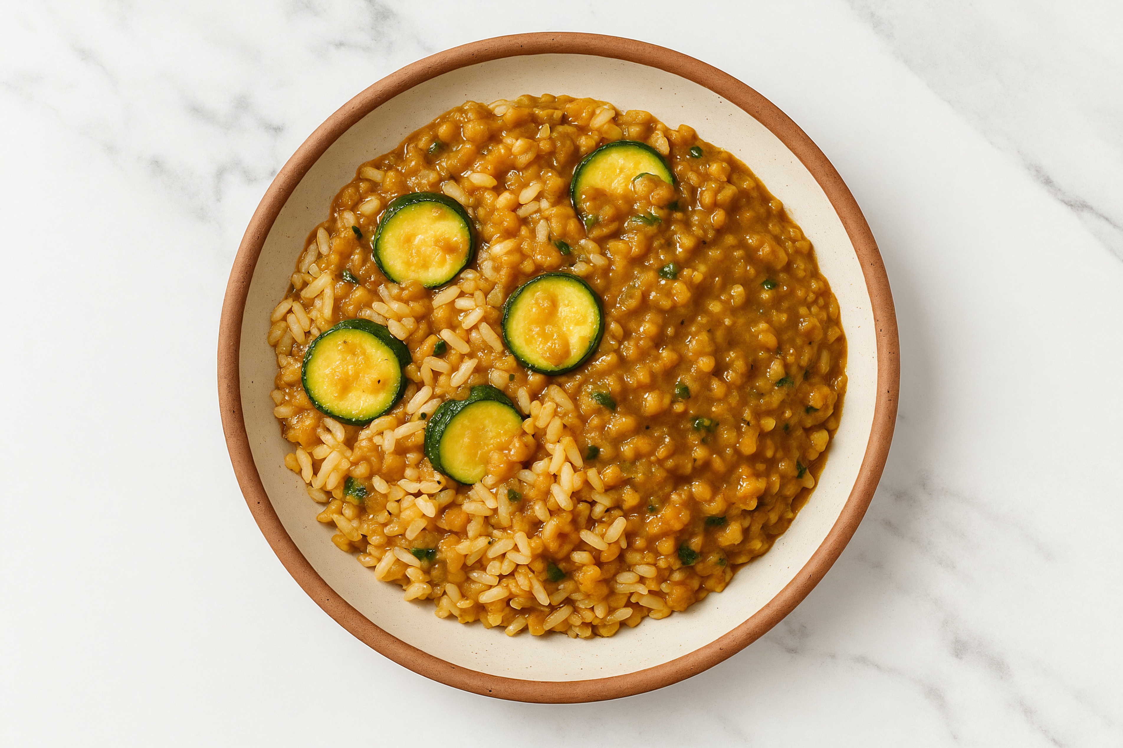Yellow Lentil Dal + Zucchini over Rice