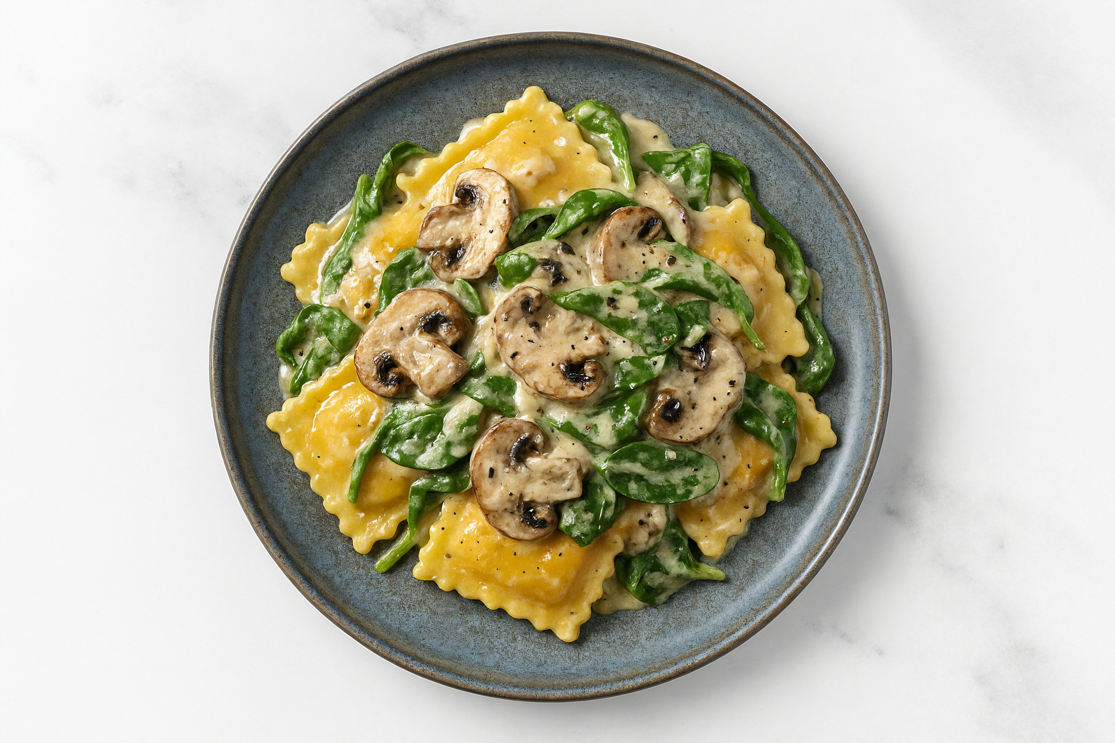 Creamy Spinach + Mushroom Butternut Ravioli