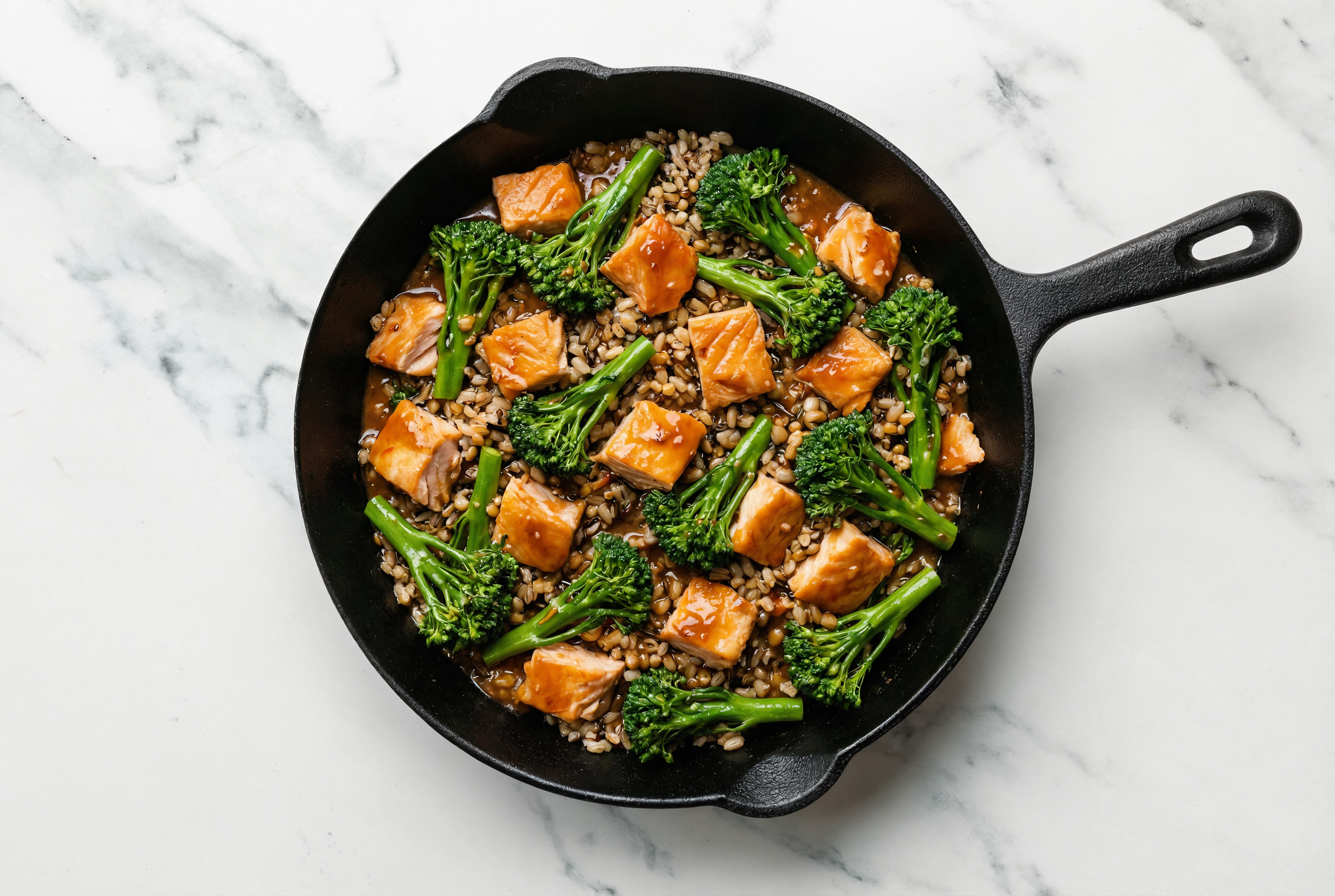 Gingery Roasted Salmon + Broccoli with Grains