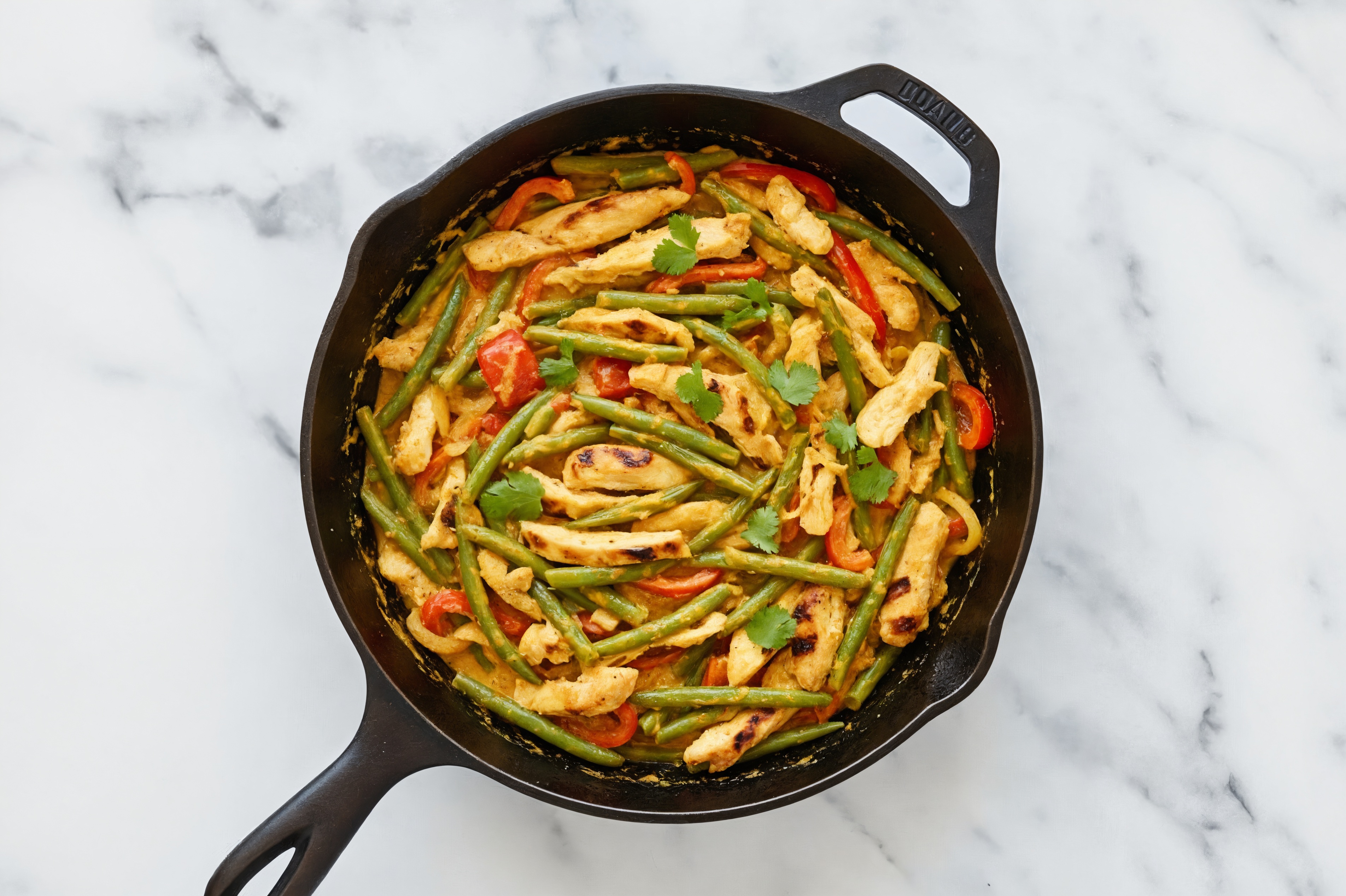 Coconut Curry Chicken with Organic Green Beans, Red Organic Pepper + Cilantro