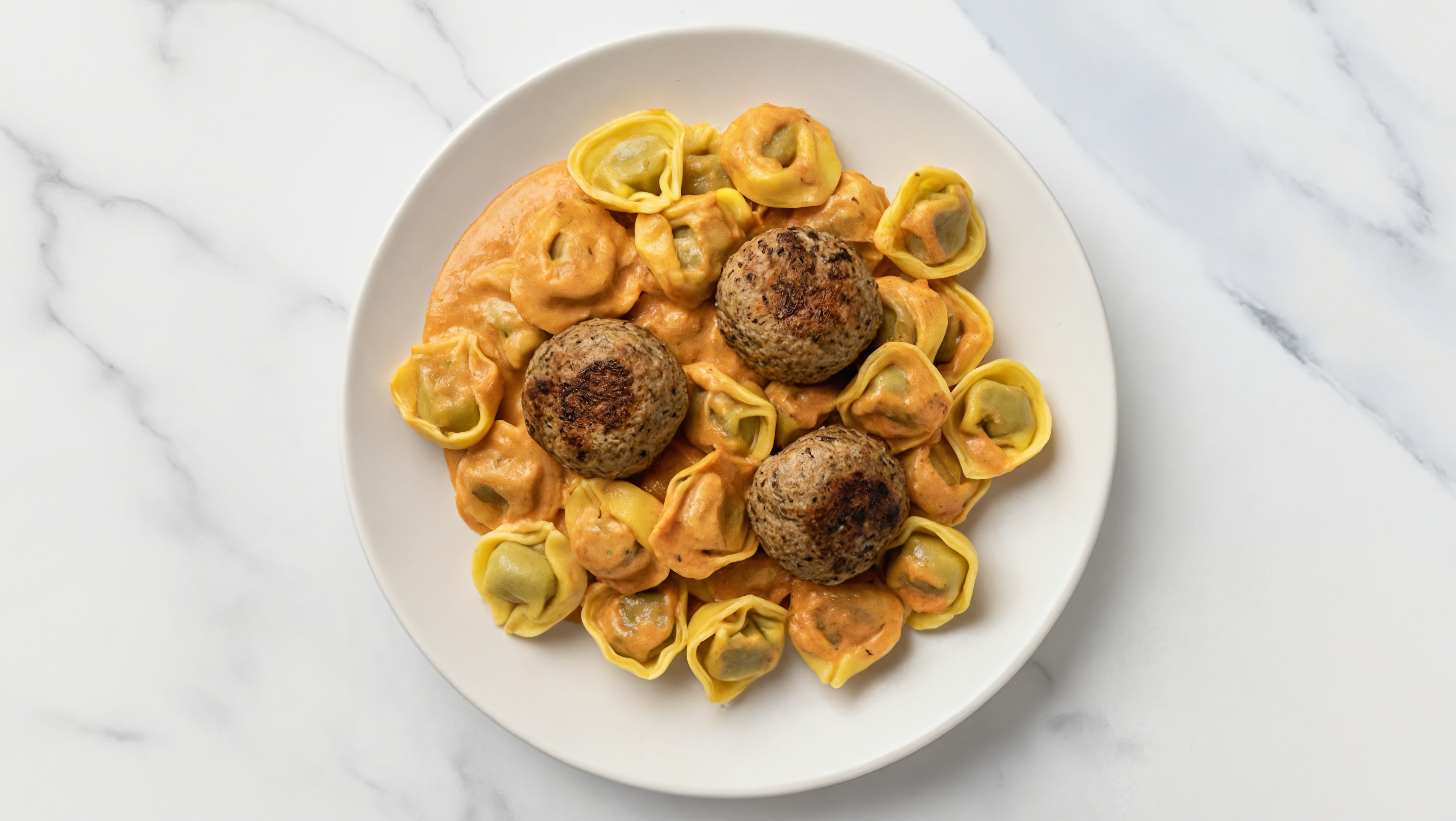 Vodka Sauce Tortellini with Meatballs