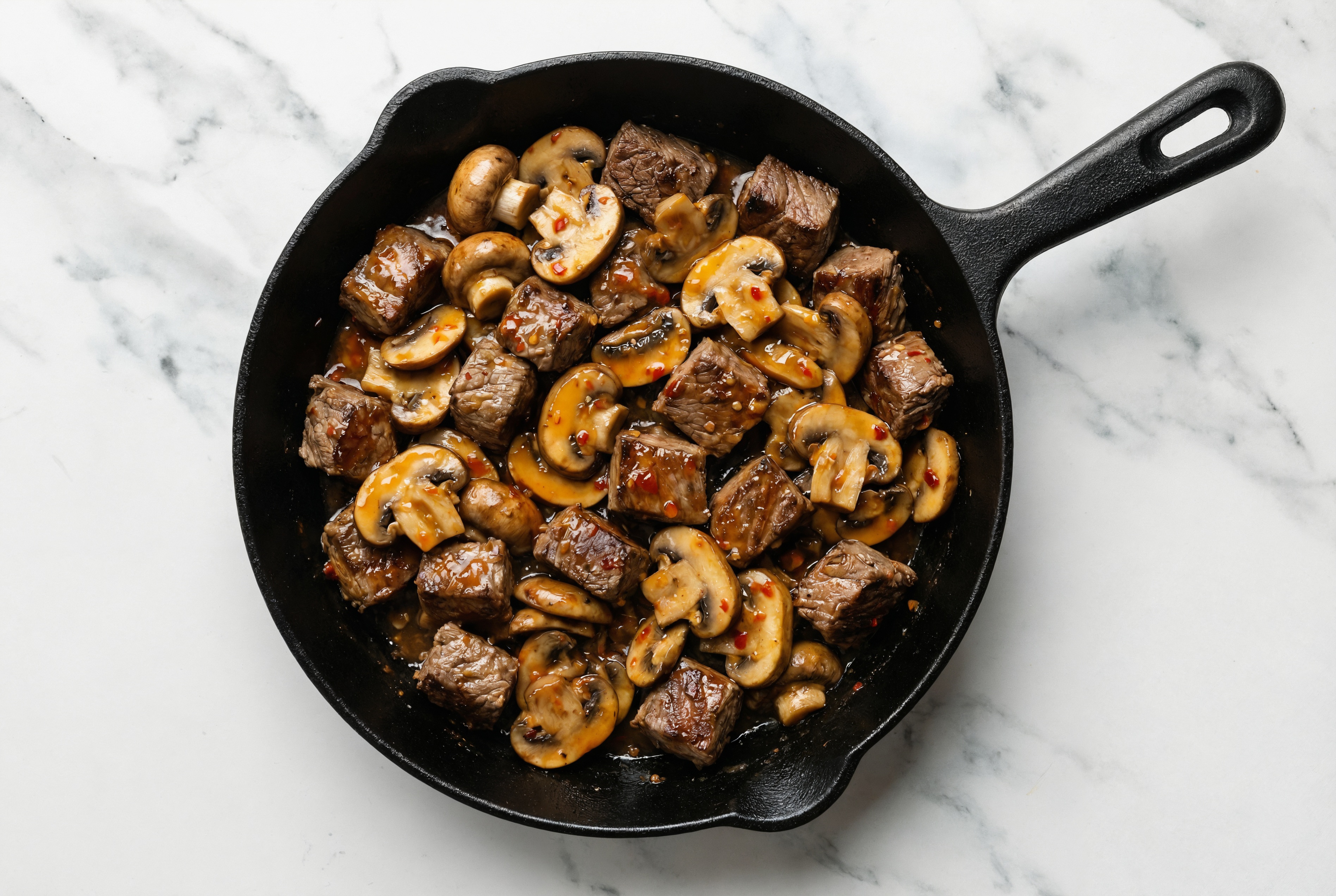 Sweet Chili Beef Filet Stir-Fry with Mushrooms