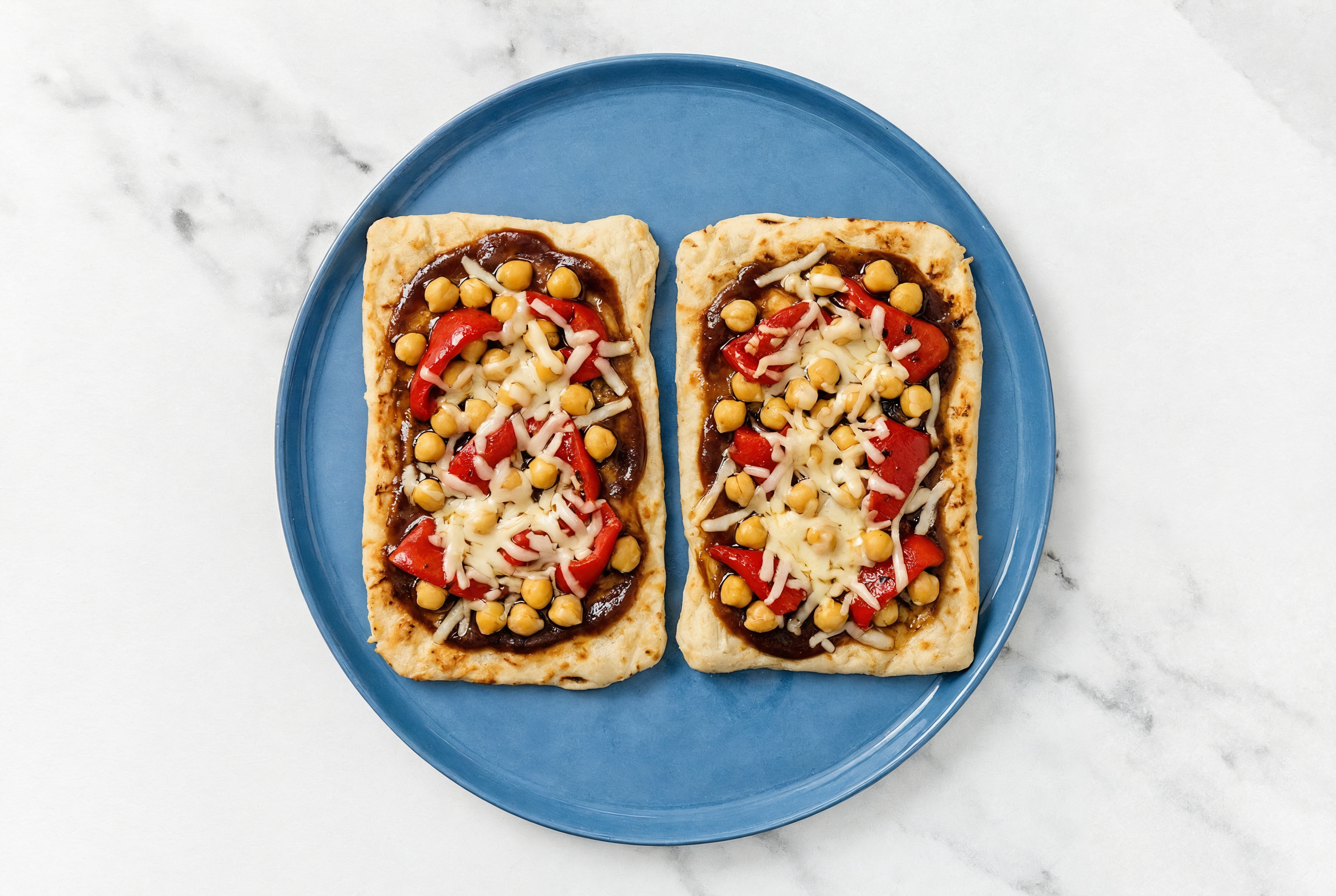 BBQ Chickpea + Roasted Bell Pepper Pizza with Original BBQ Sauce